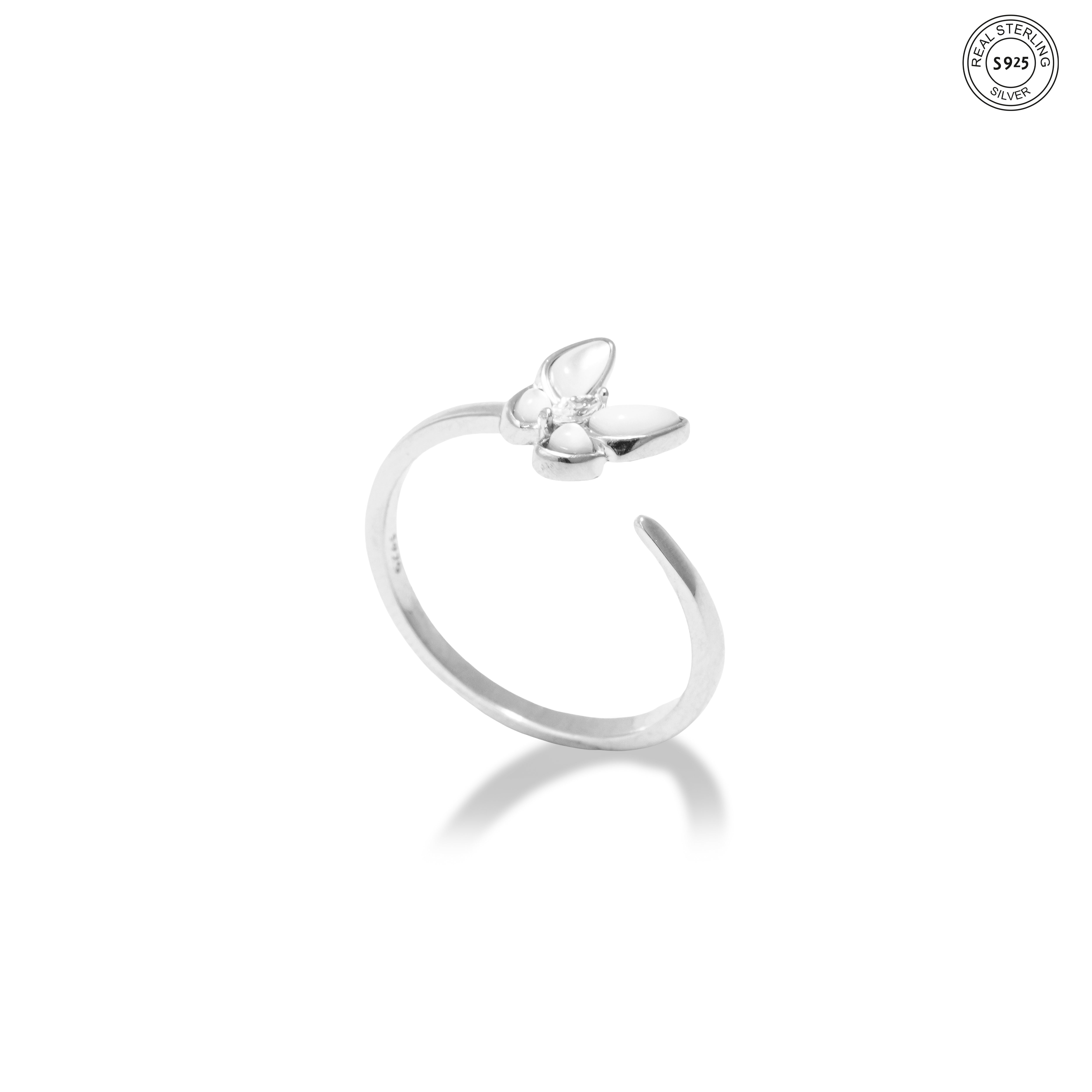 Butterfly open silver ring dainty minimalist style