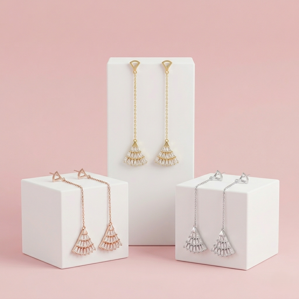 Glow Drape Silver Earrings