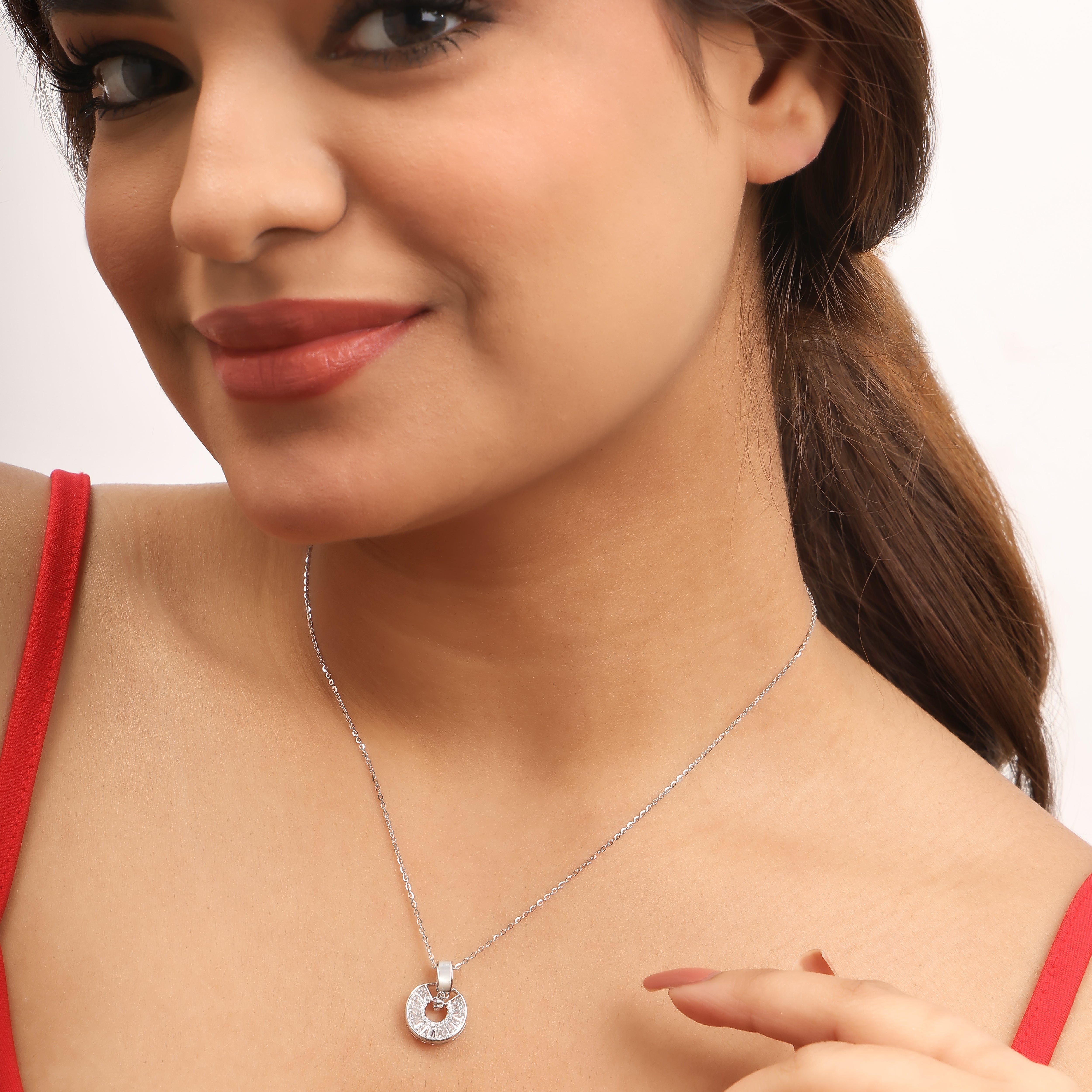 Crystal orbit pendant elegant geometric design