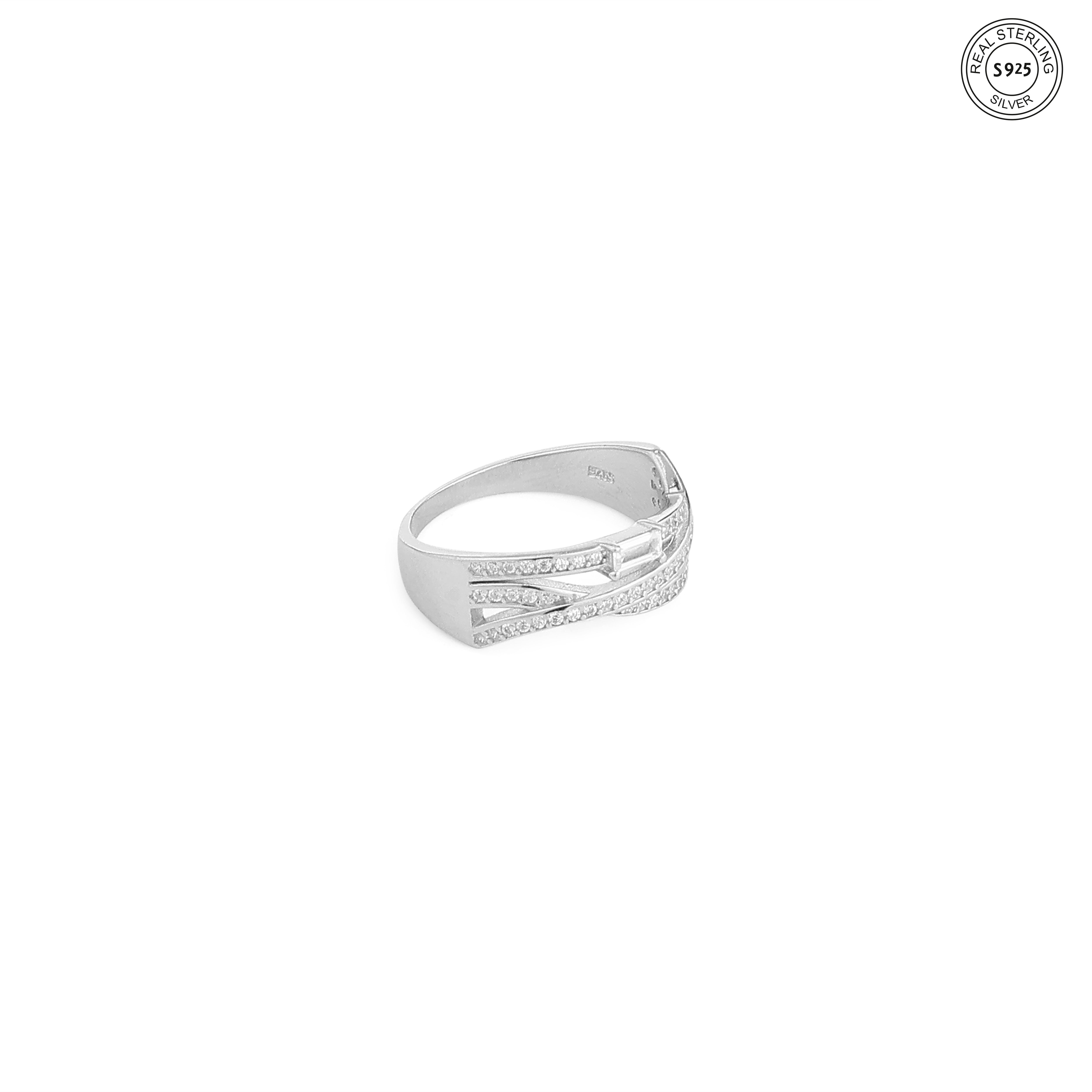 Curved design silver ring for women sleek modern jewelry