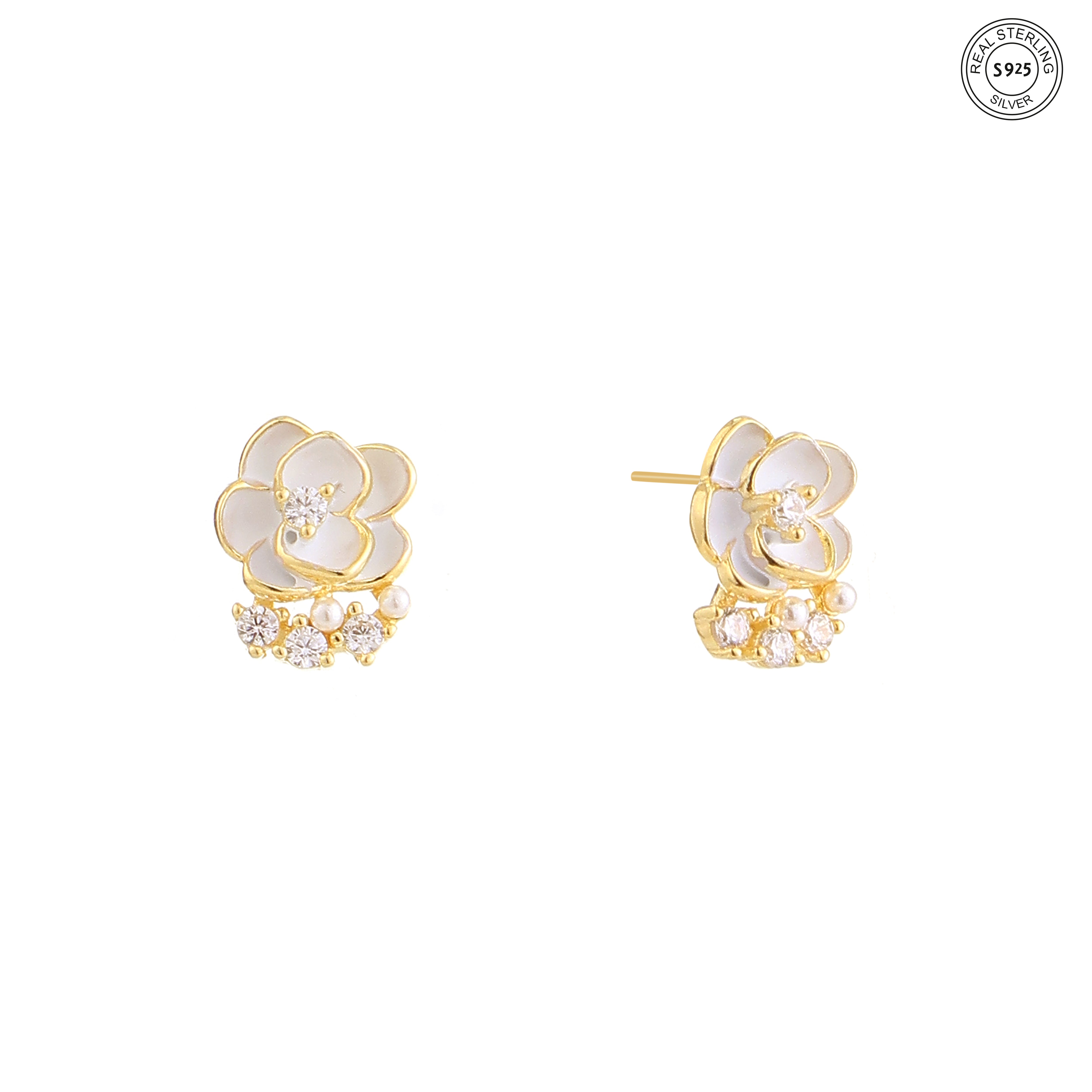 Cute flower silver earrings for girls