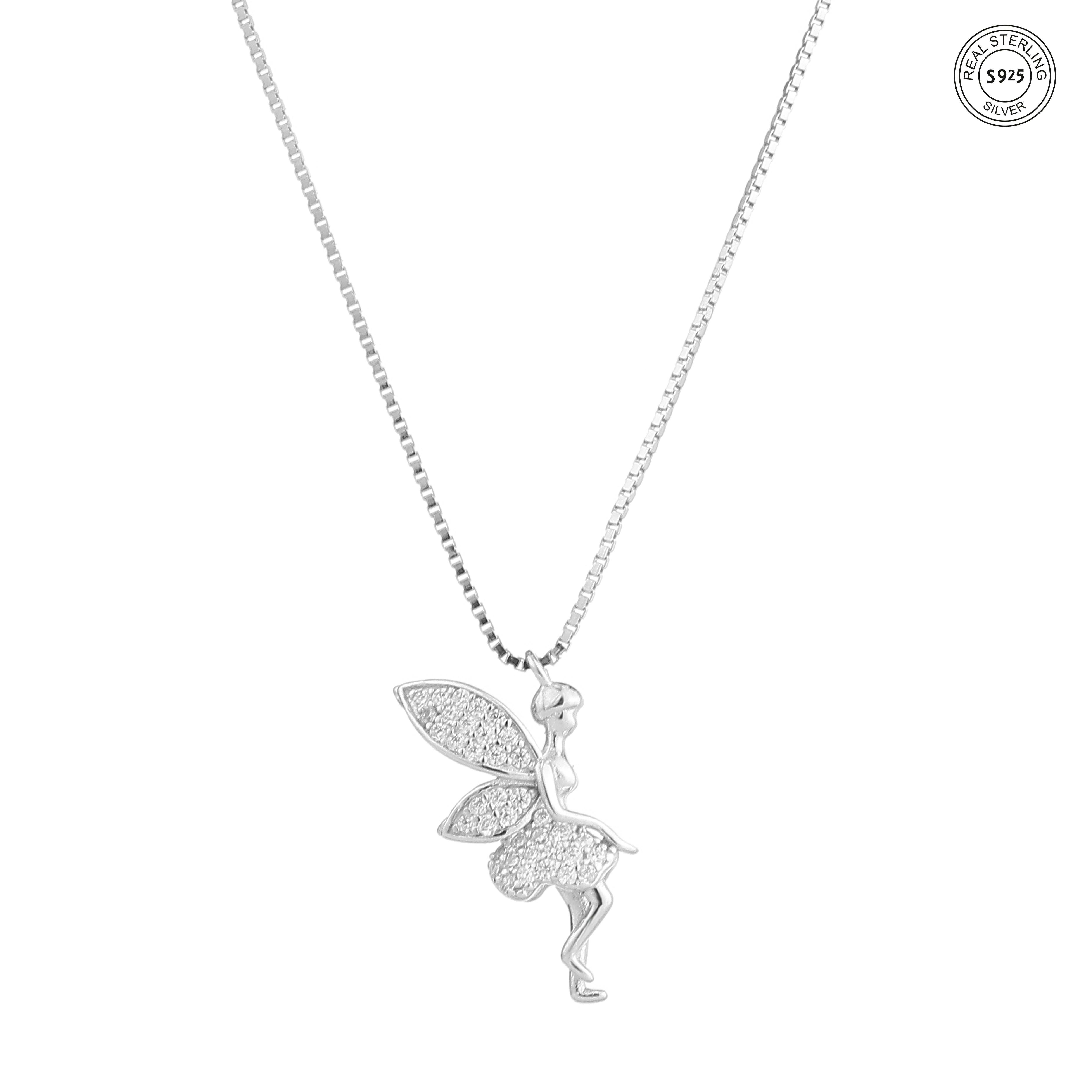 Cute fairy silver pendant 925 silver whimsical jewelry for girls