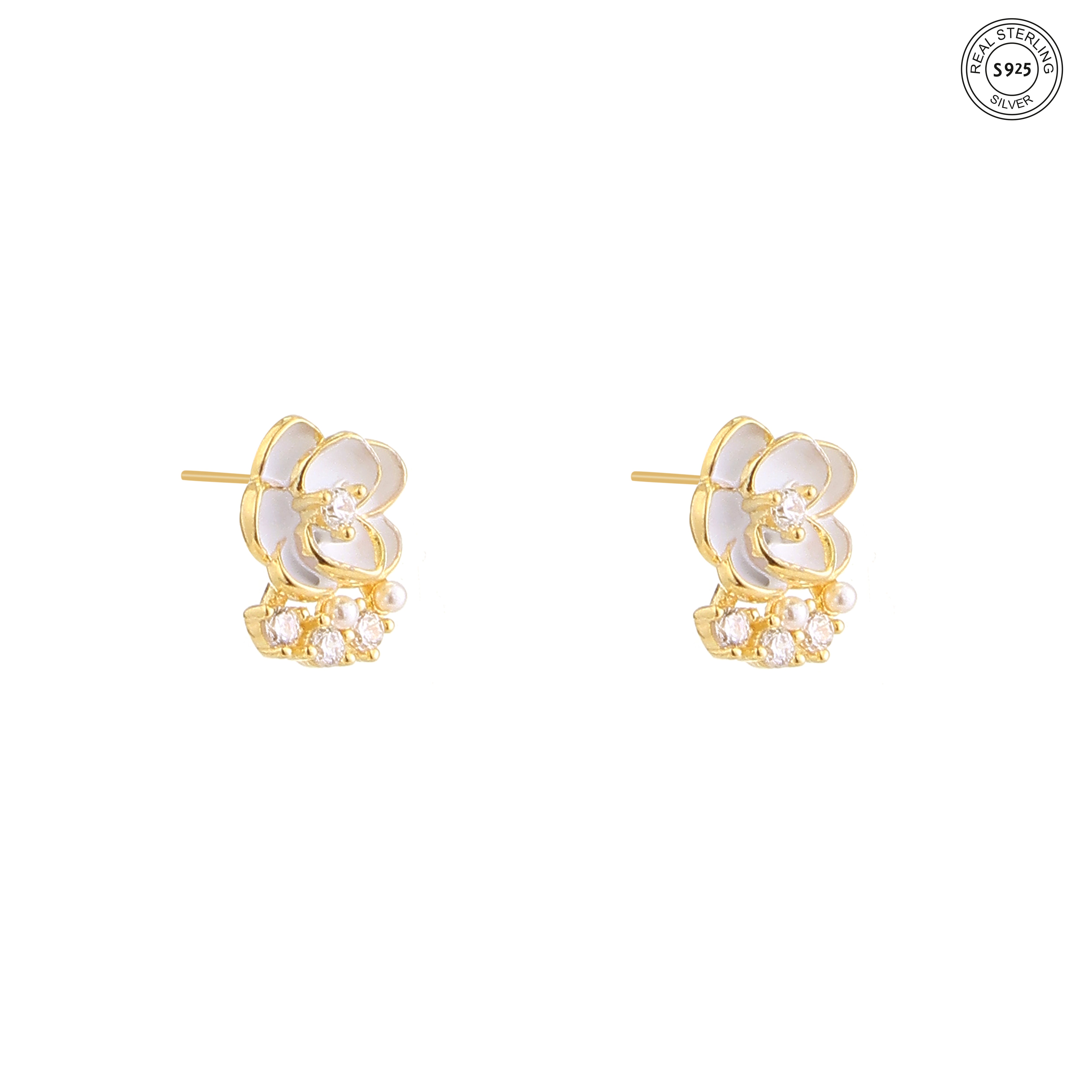 Dainty bloom silver studs everyday wear