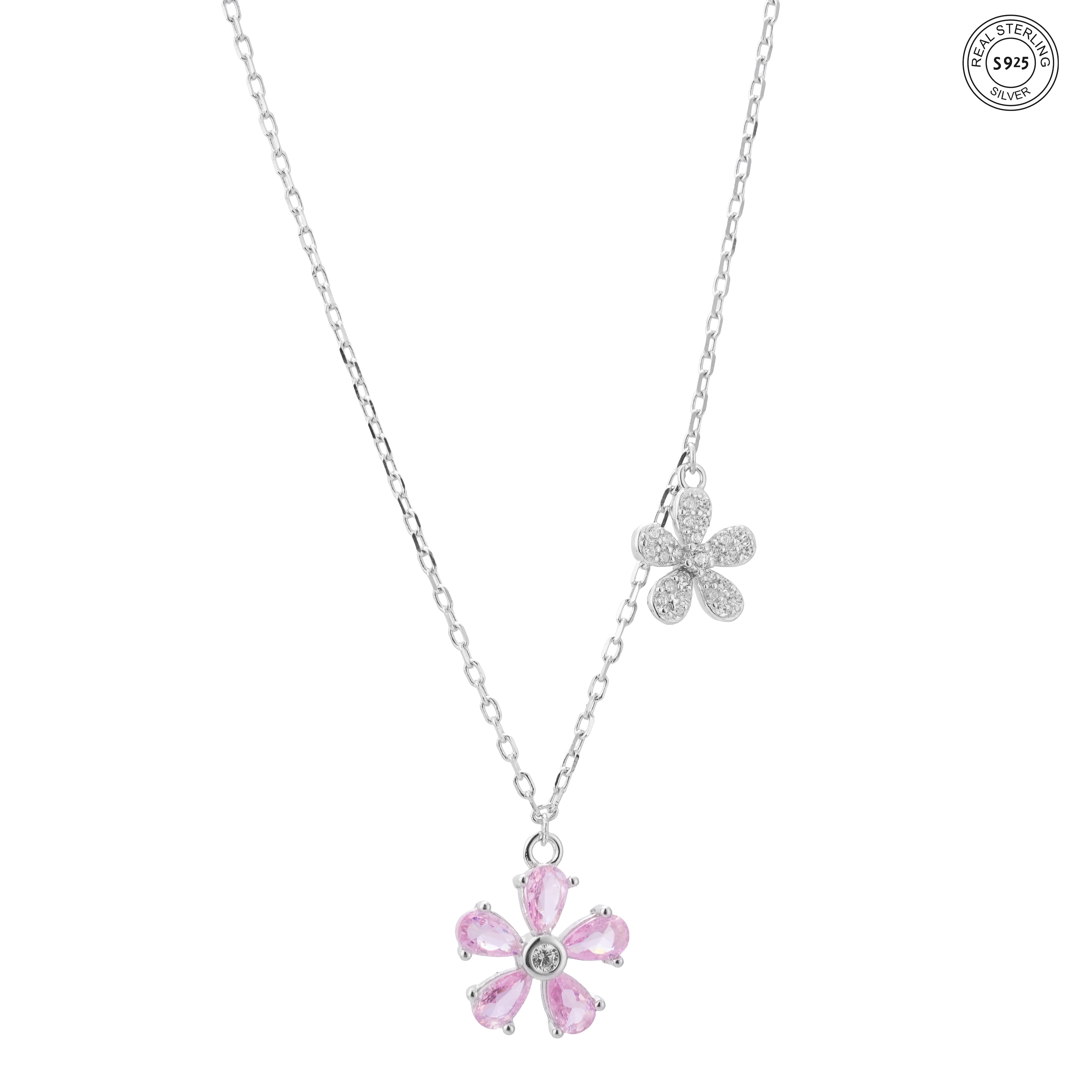 Dainty blossom silver pendant for girls cute floral jewelry