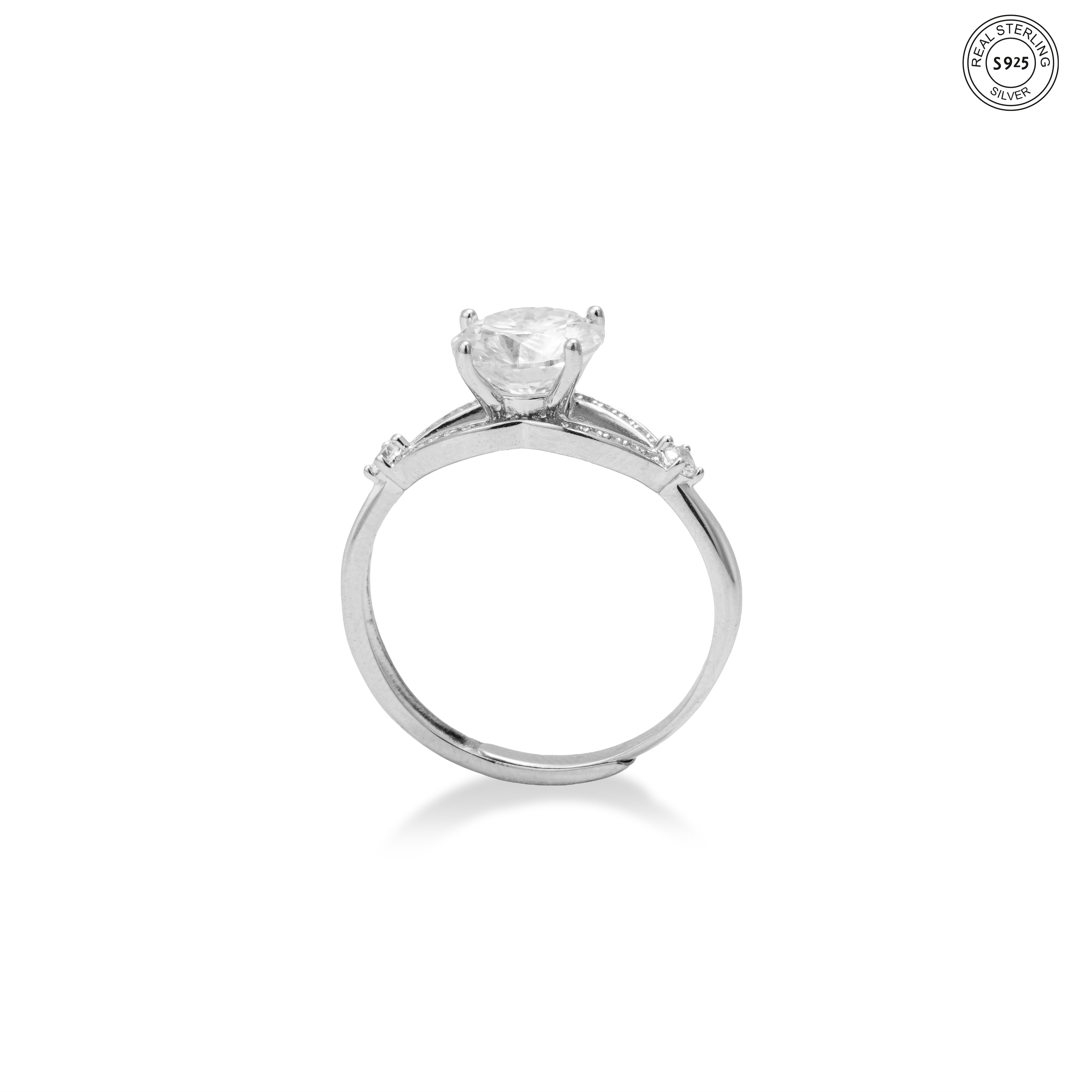 Dainty solitaire silver ring everyday elegant wear