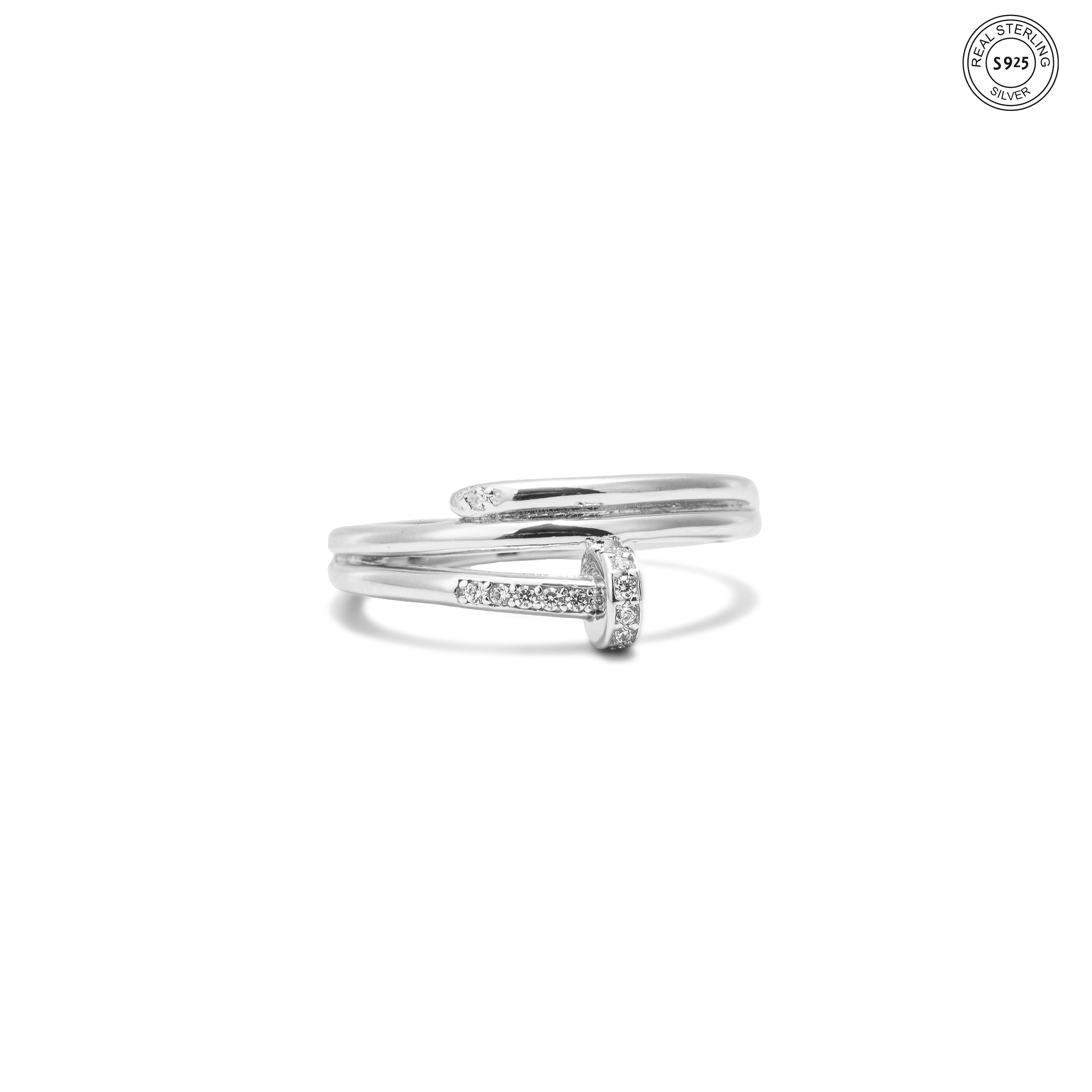 Dainty silver clinch ring for women minimalist stylish look