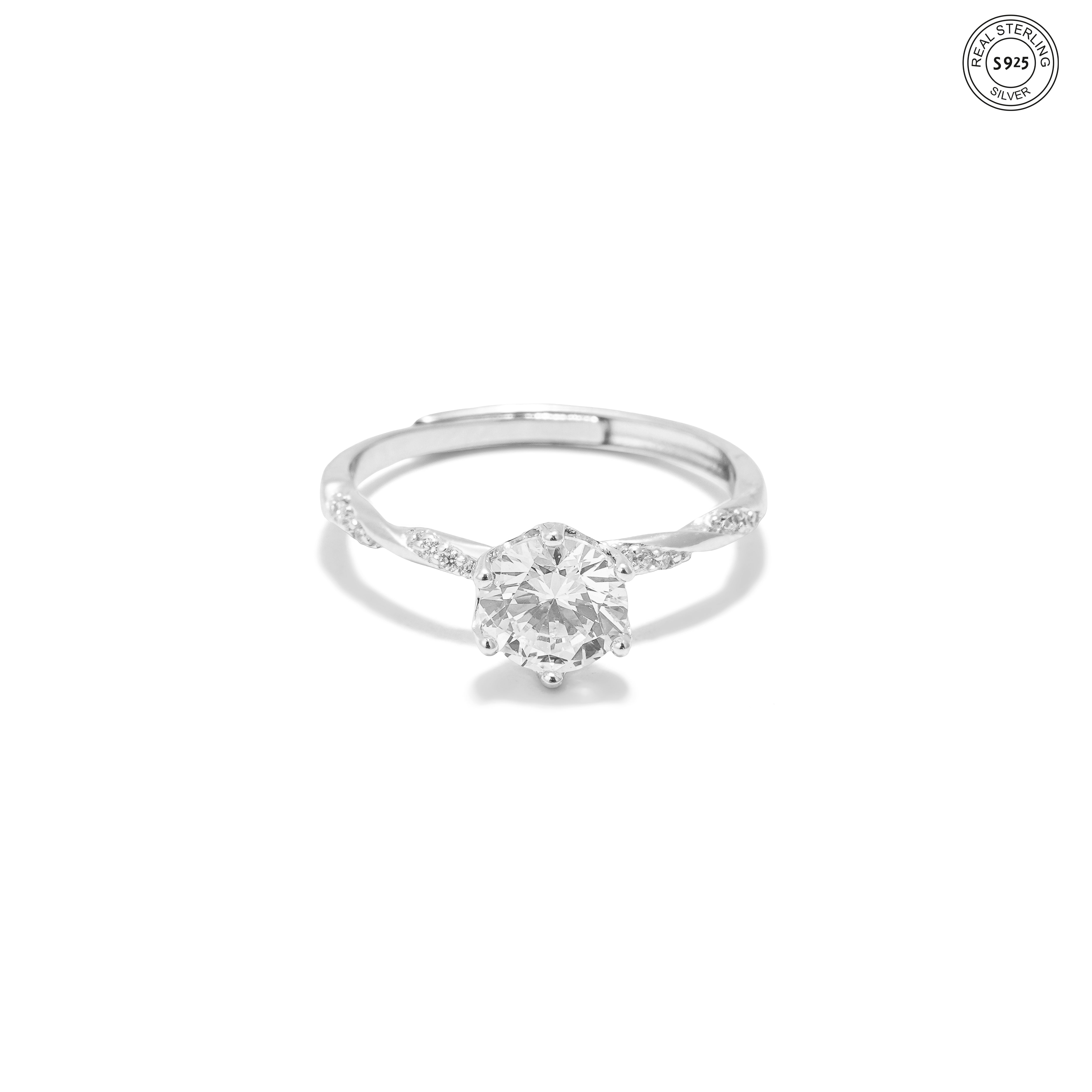 Dainty solitaire silver ring 925 silver elegant everyday wear ring