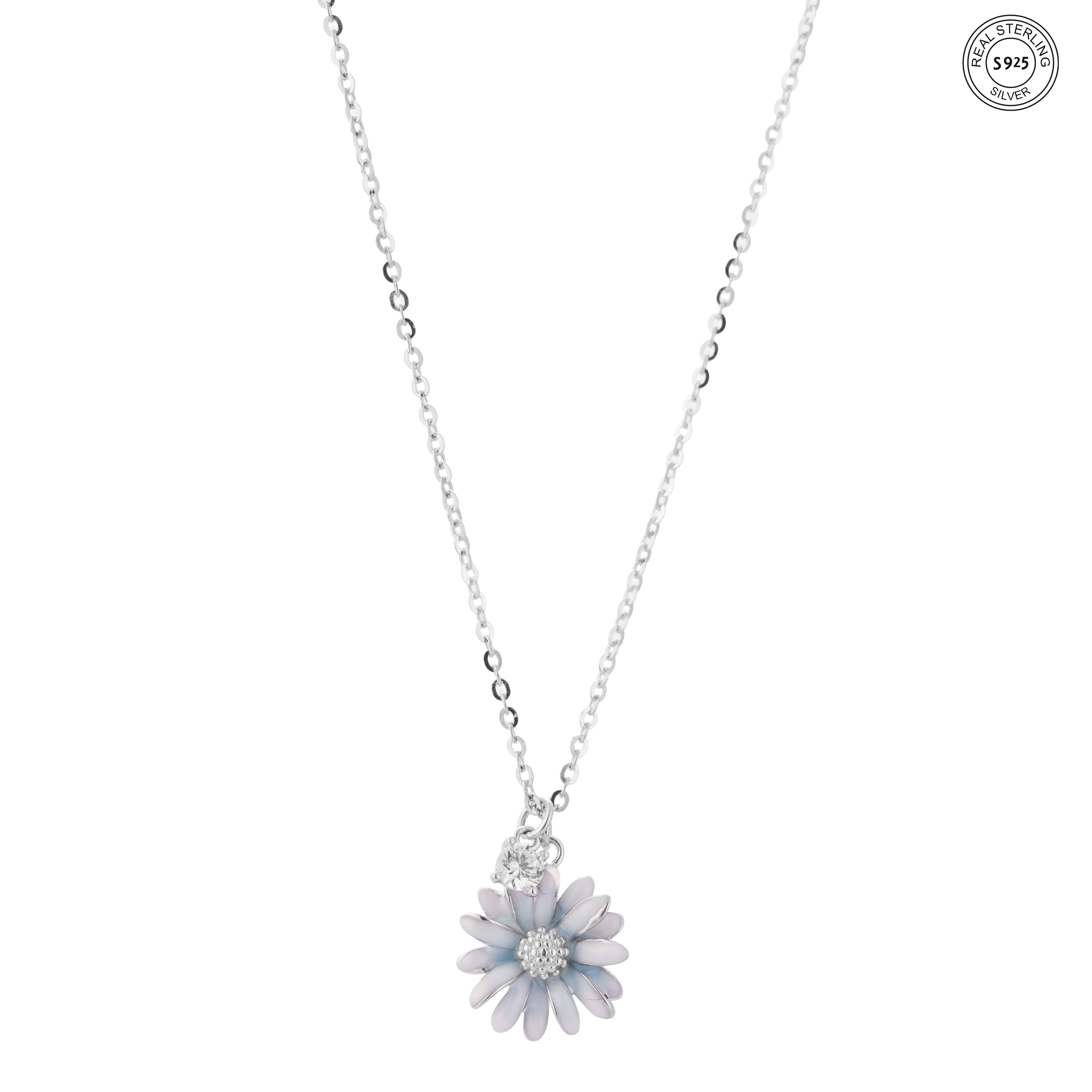 Floral daisy necklace silver dainty elegant look
