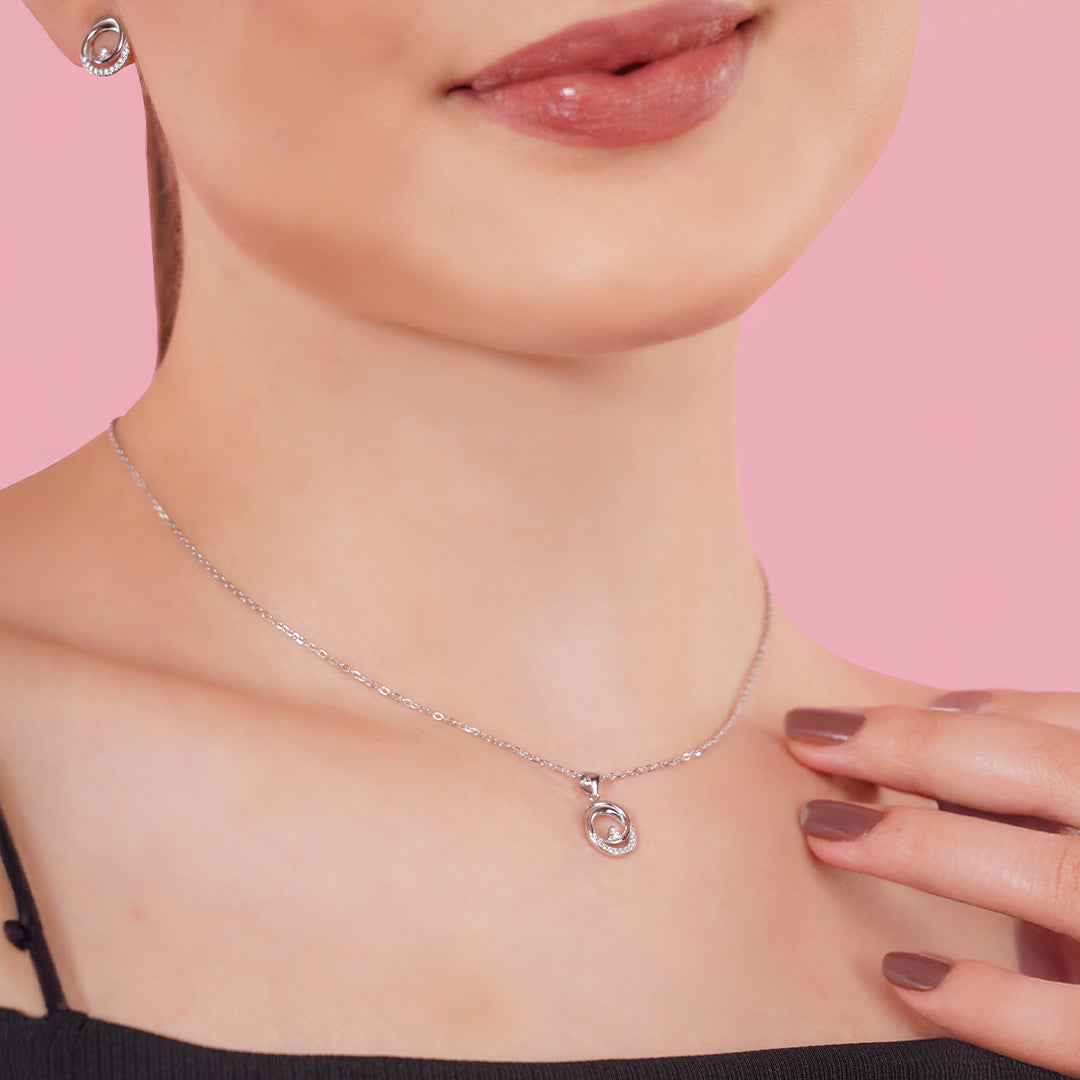 Flower design pearl silver set for women aesthetic jewelry
