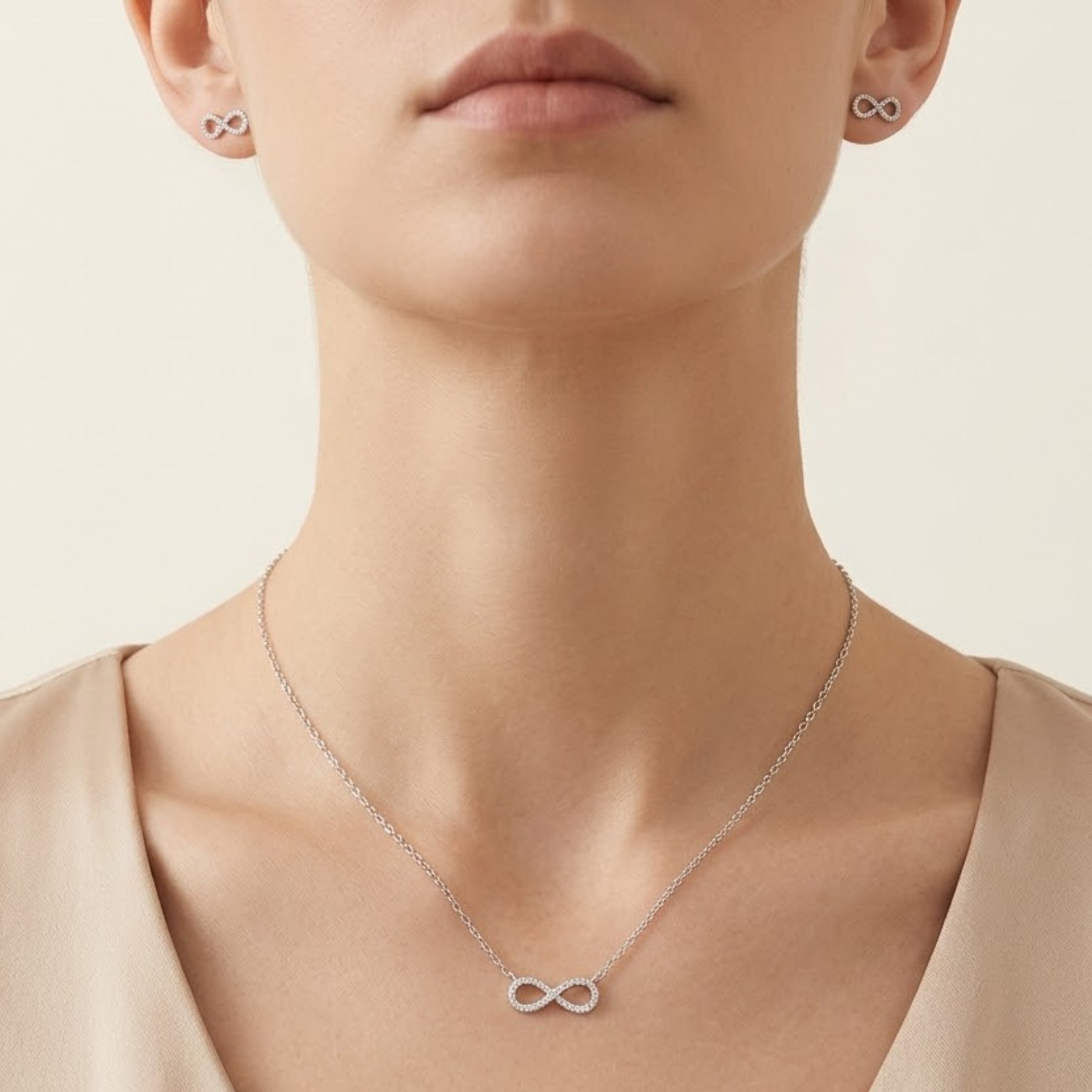 Forever silver loop jewelry set 925 sterling silver necklace and earrings for women