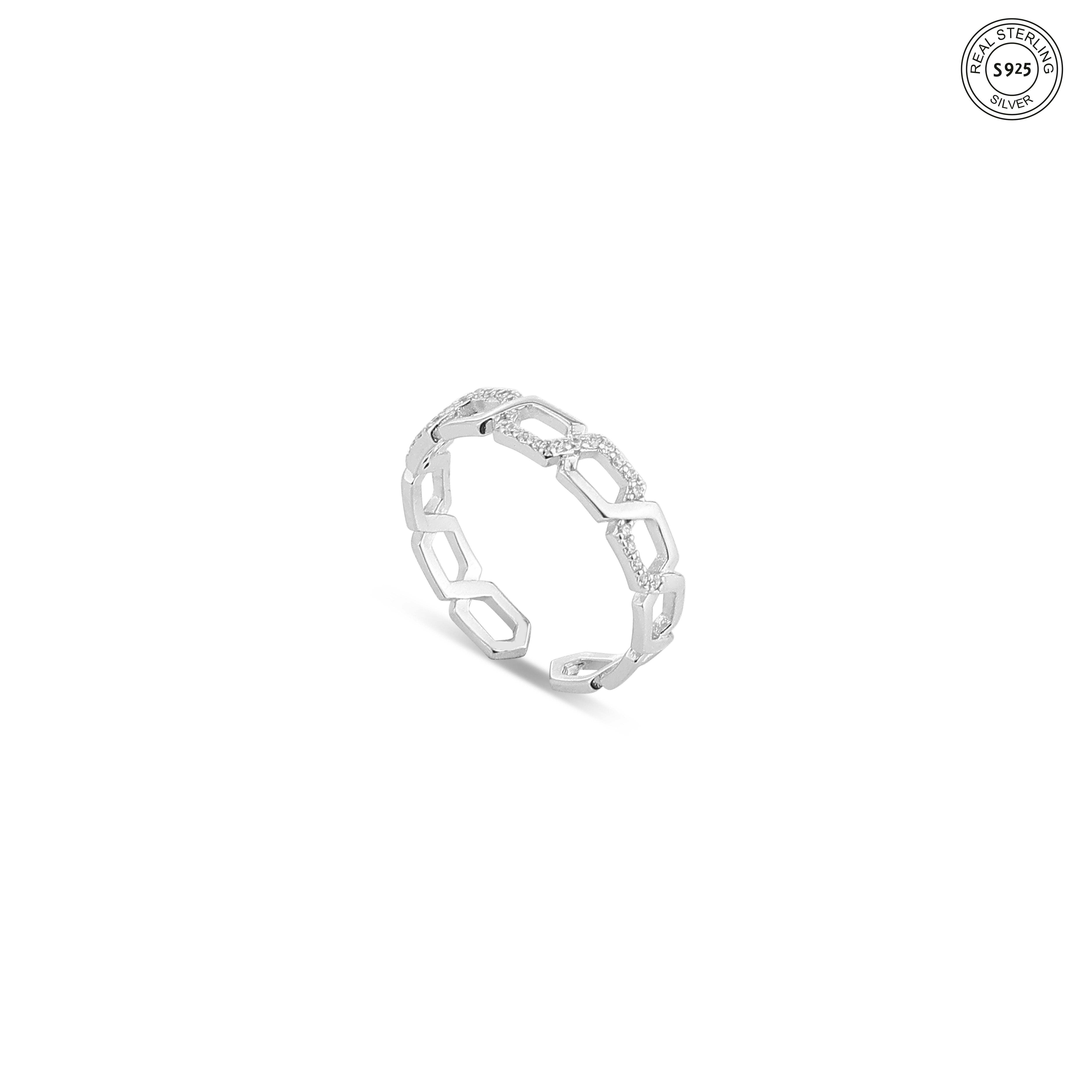 Geometric silver band ring trendy minimalist style