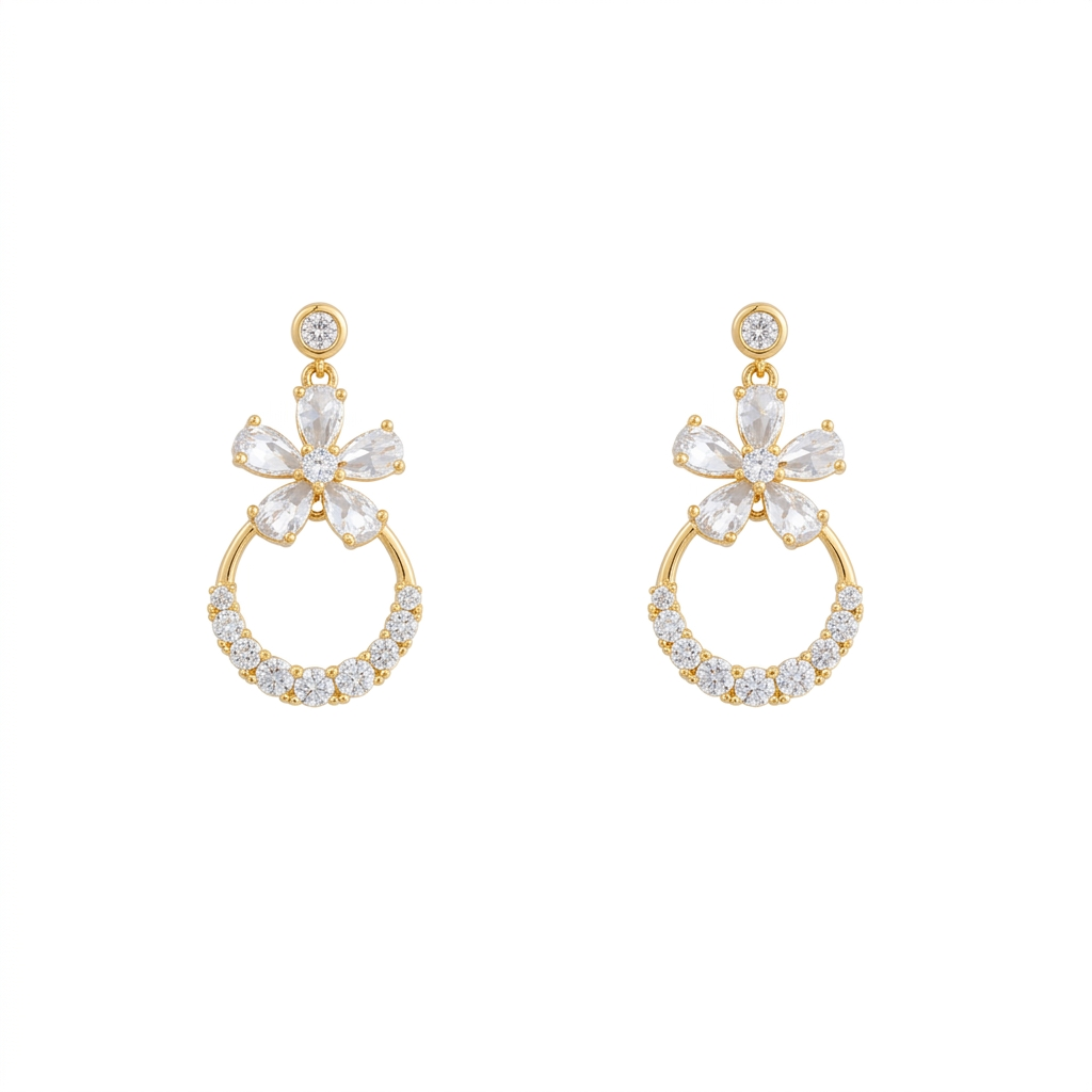 Crystal Bloom Silver Earrings