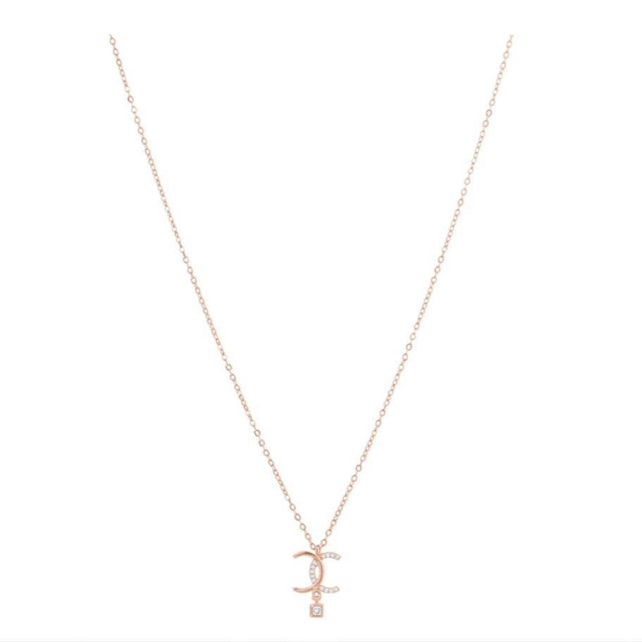 Gold plated 925 silver curve pendant elegant modern design