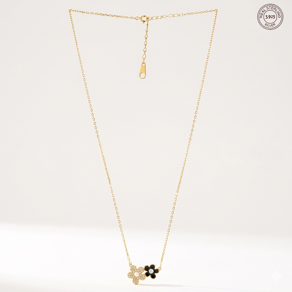 Gold plated floret pendant two tone elegant design