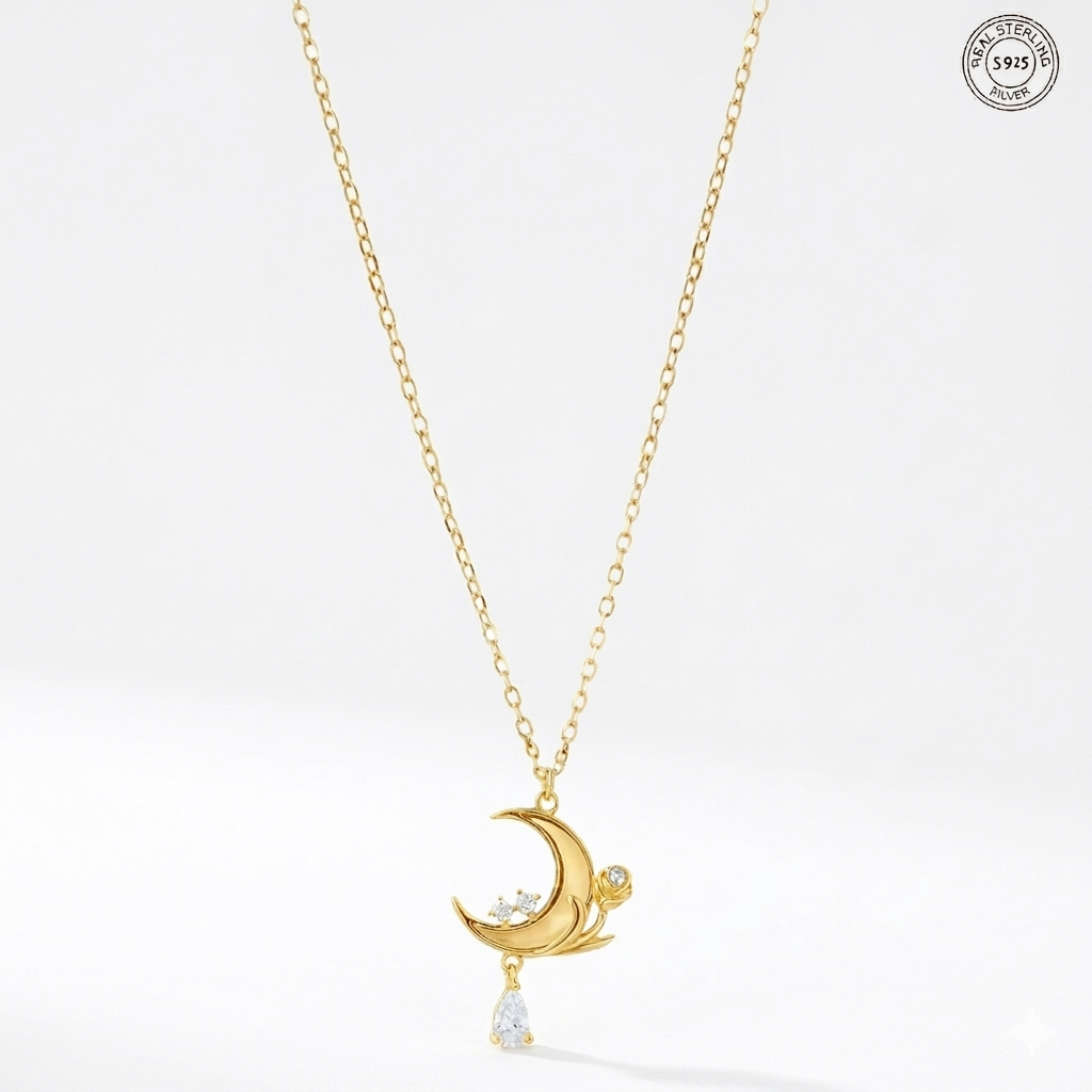 Gold plated moonbeam pendant celestial elegant design