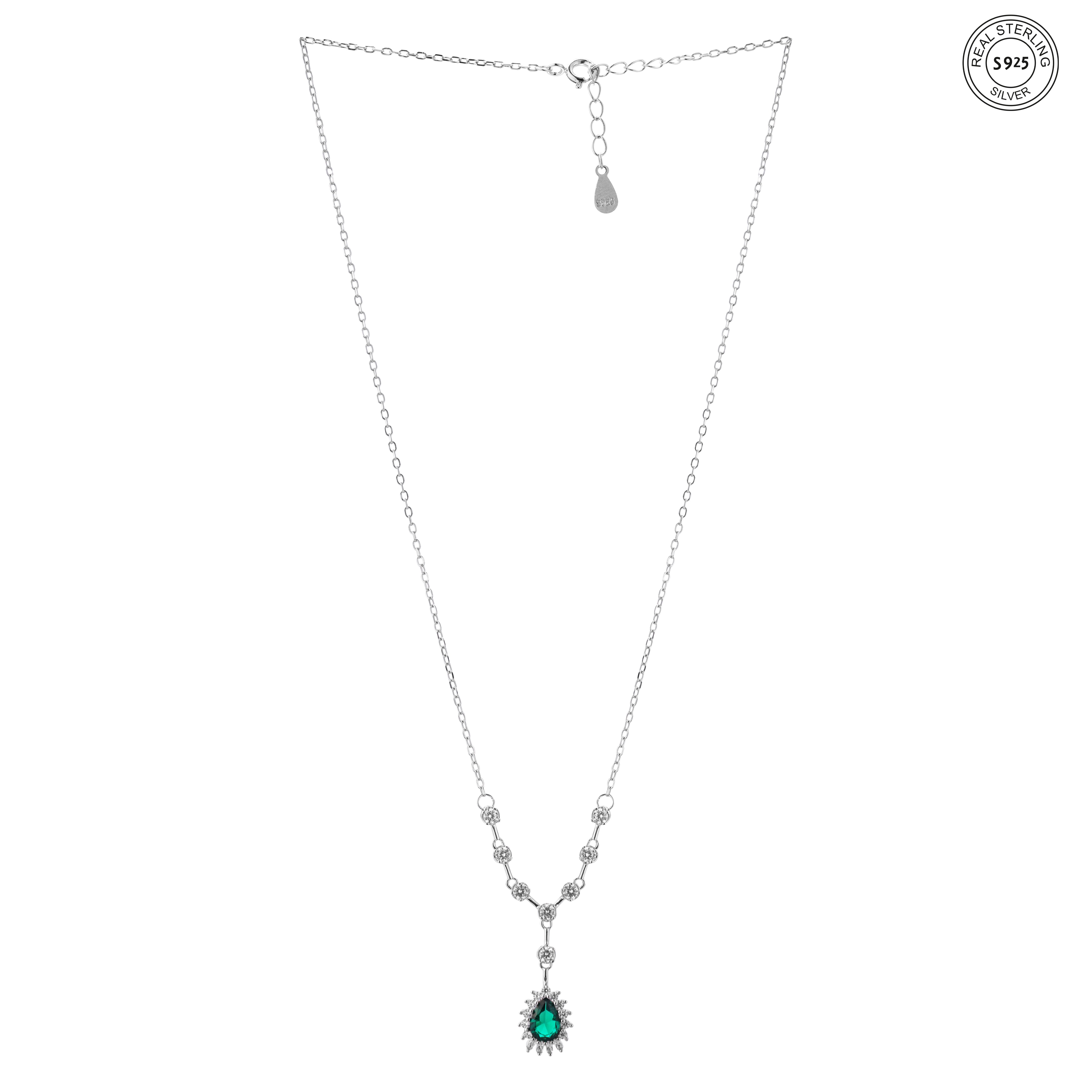 Green stone halo drop silver earrings elegant lightweight daily wear