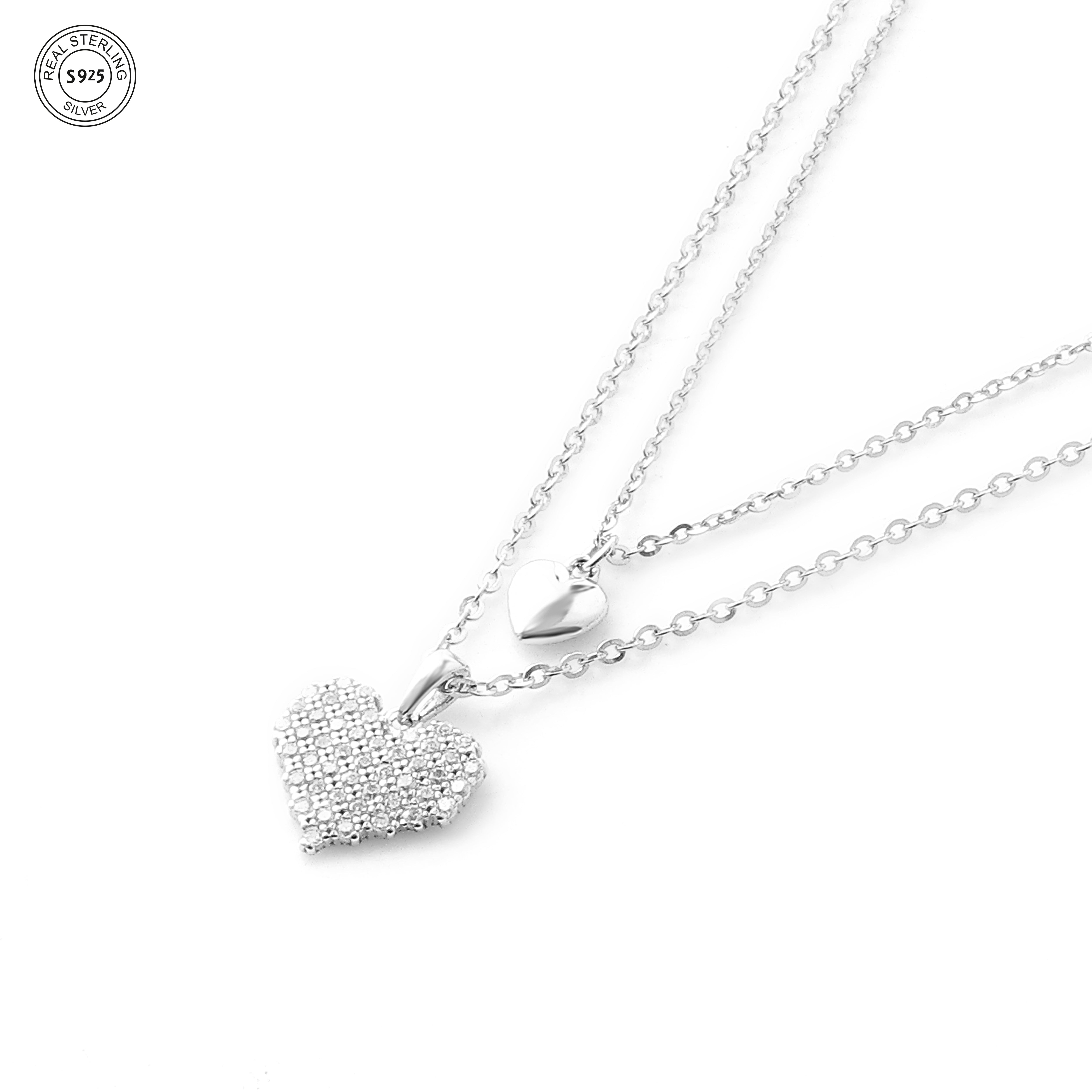 Heart silver pendant necklace dainty elegant style