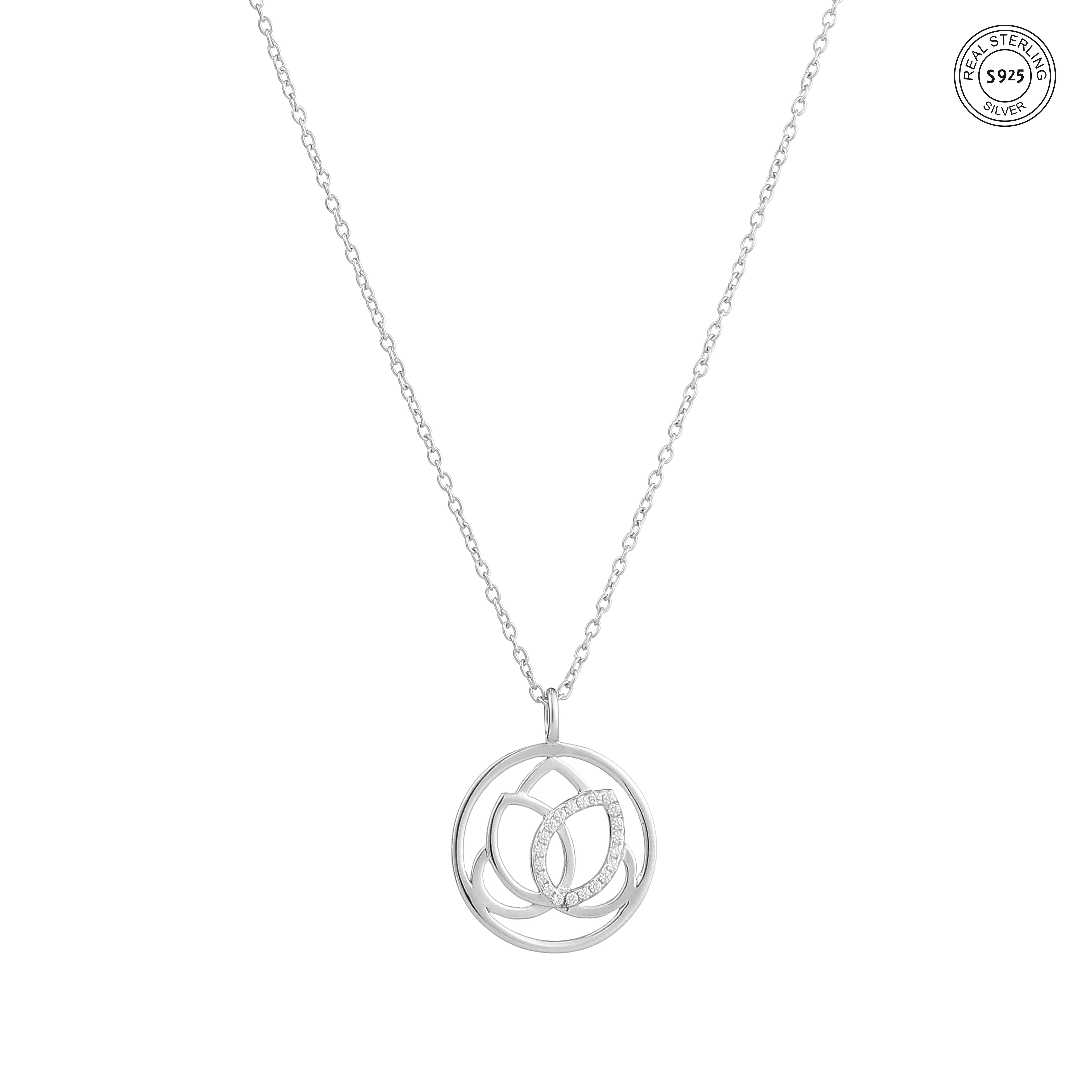 925 silver lotus solitaire pendant for girls minimal elegant jewellery