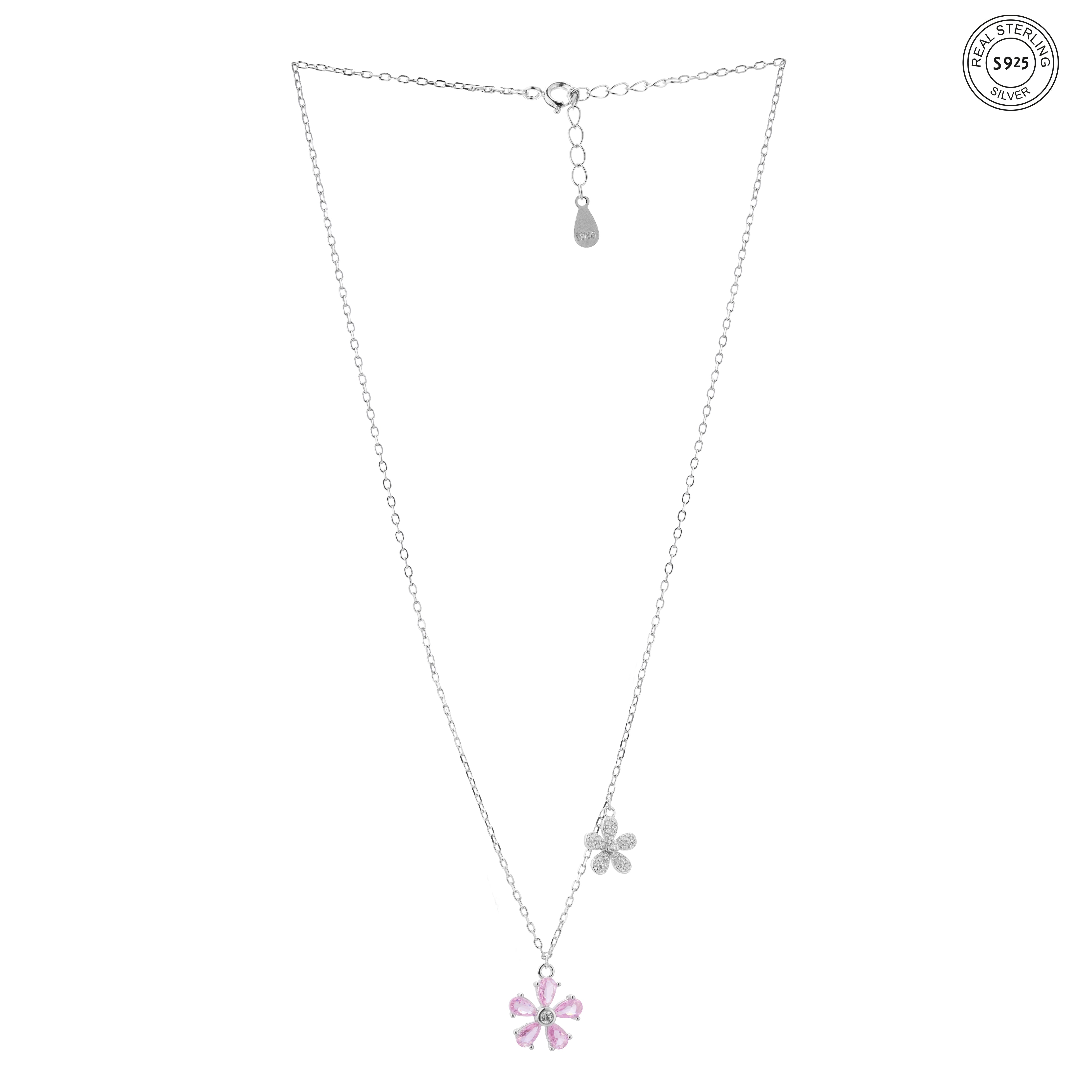Minimal floral silver necklace for women lightweight everyday wear