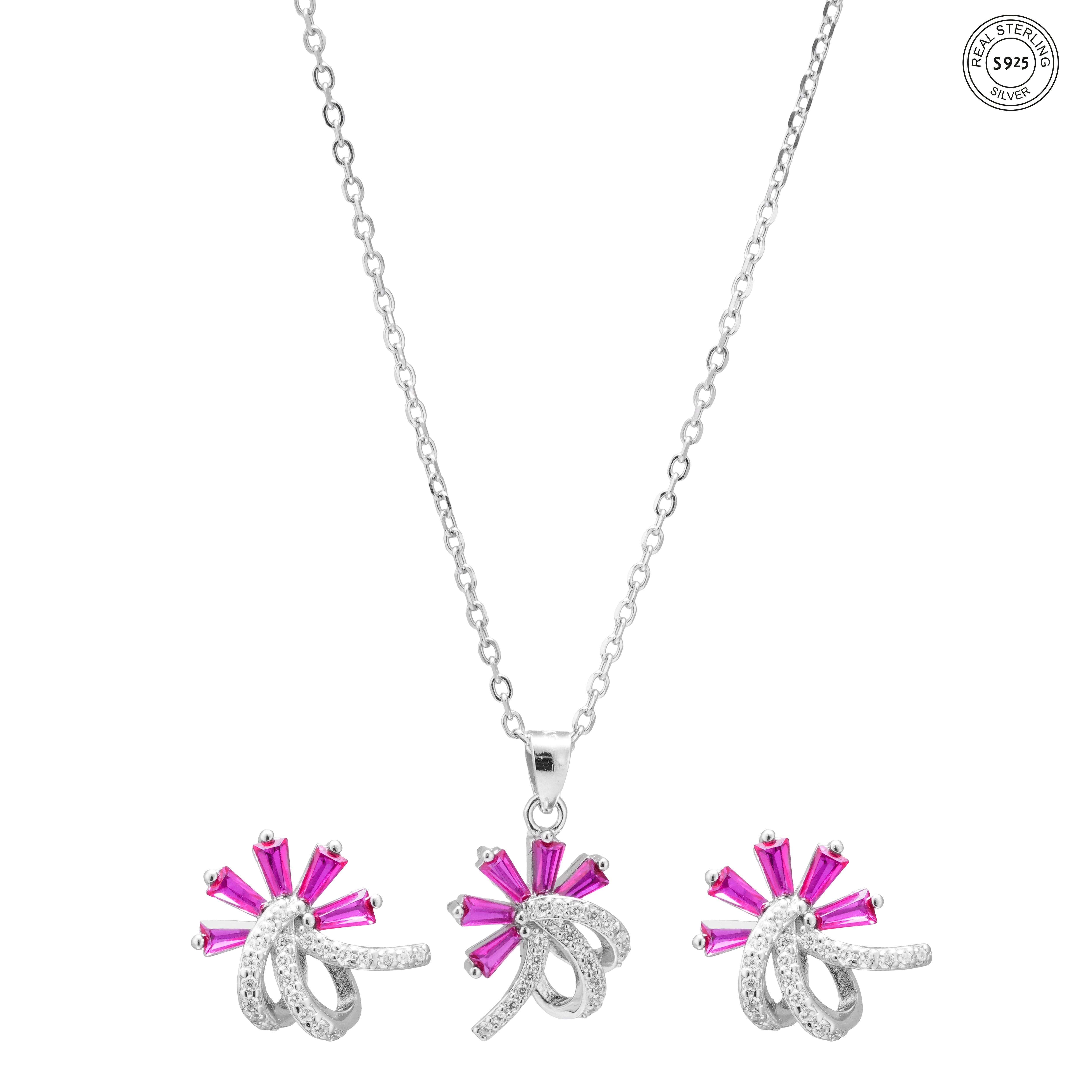 Modern silver jewelry set for women