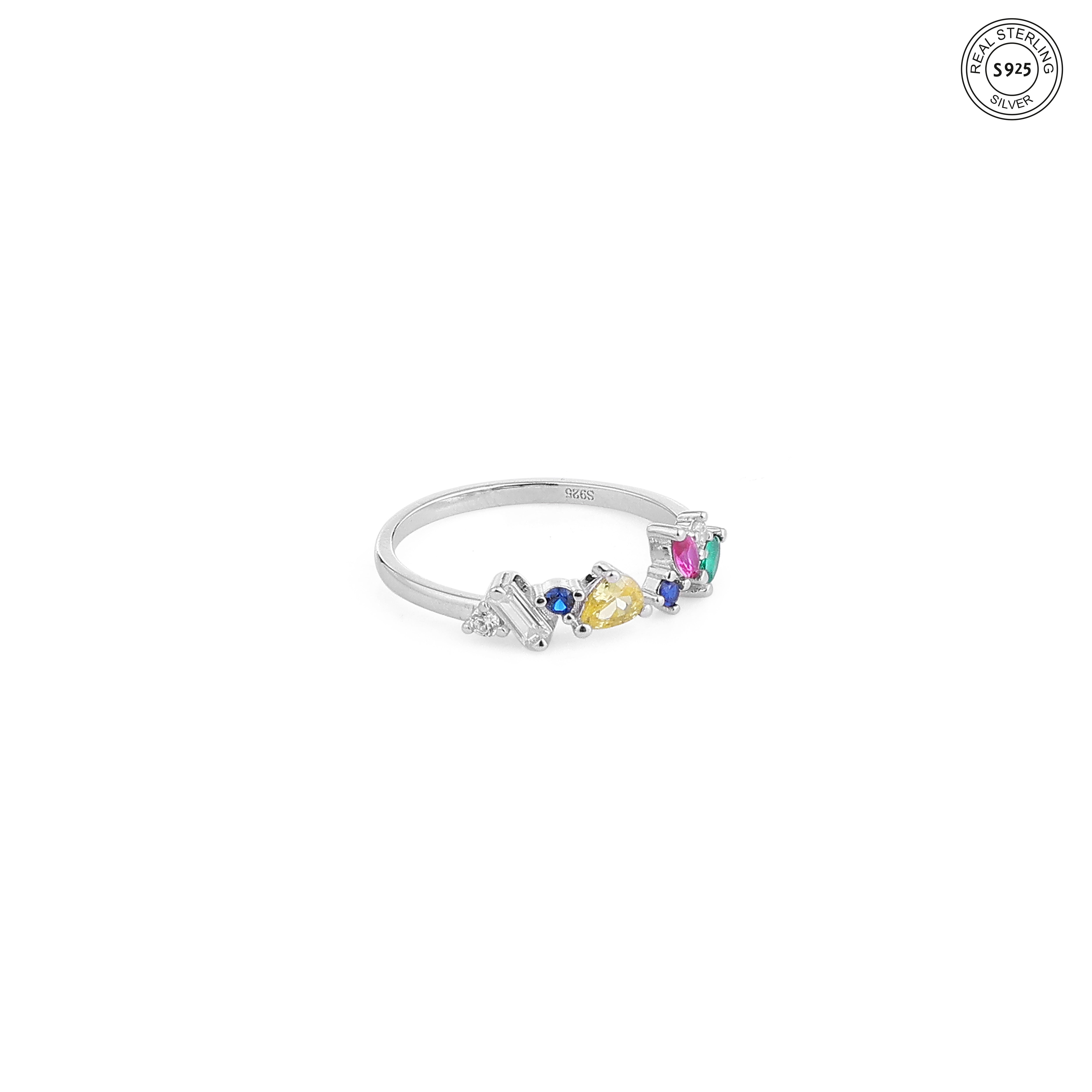 925 sterling silver multicolor gemstone ring for women minimal design