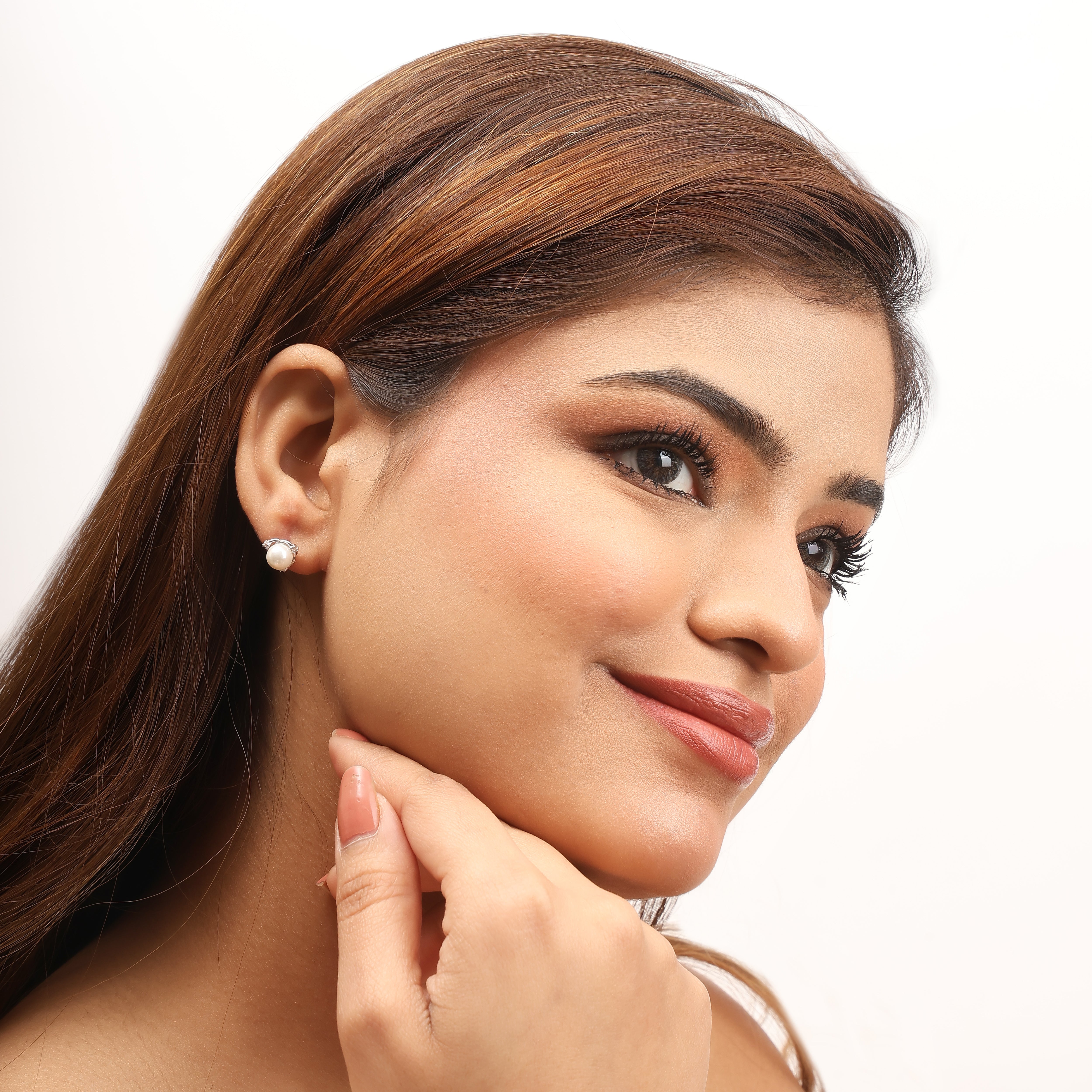 Pearl stud earrings 925 silver for women minimalist daily wear