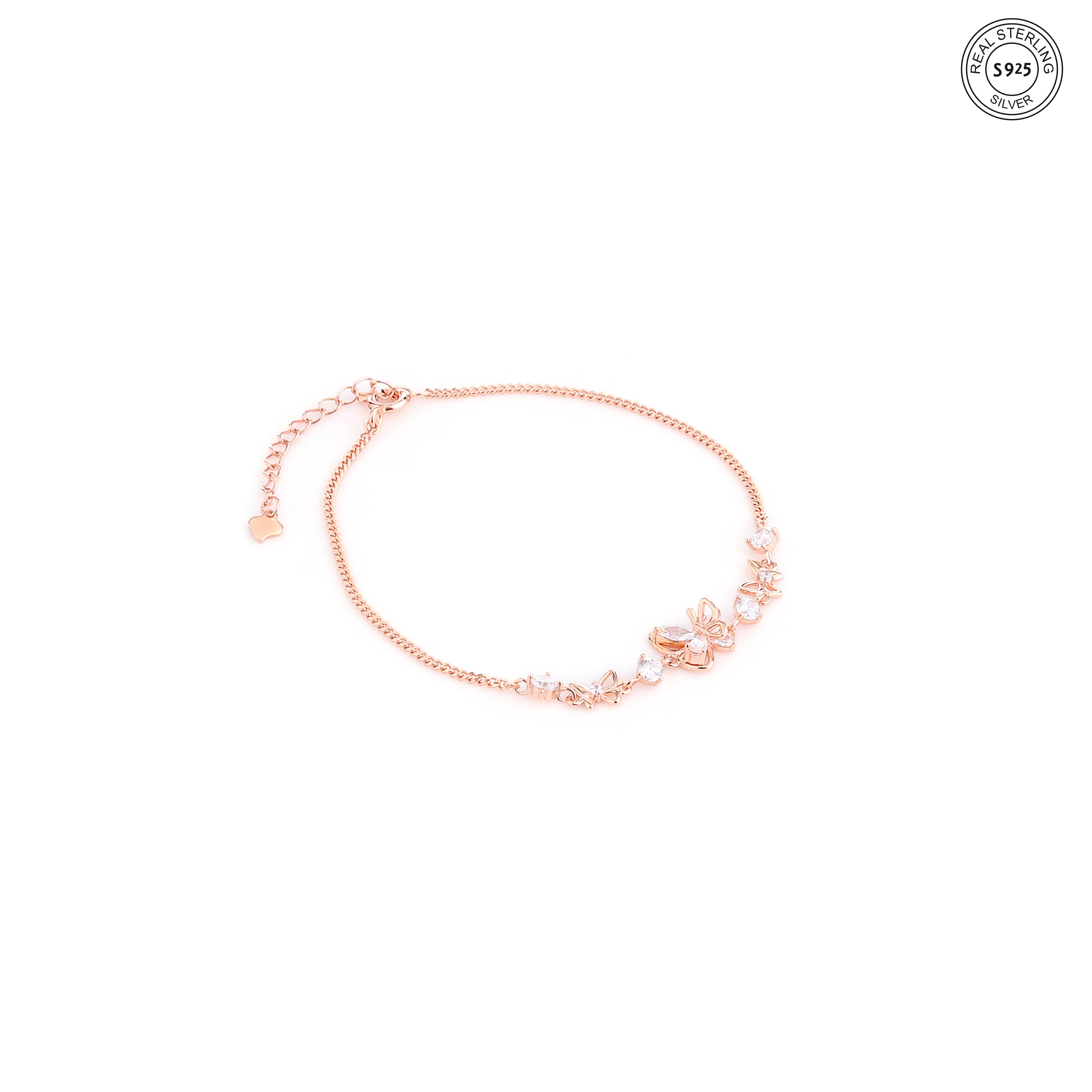 Pink charm bracelet for women 925 silver dainty everyday jewelry