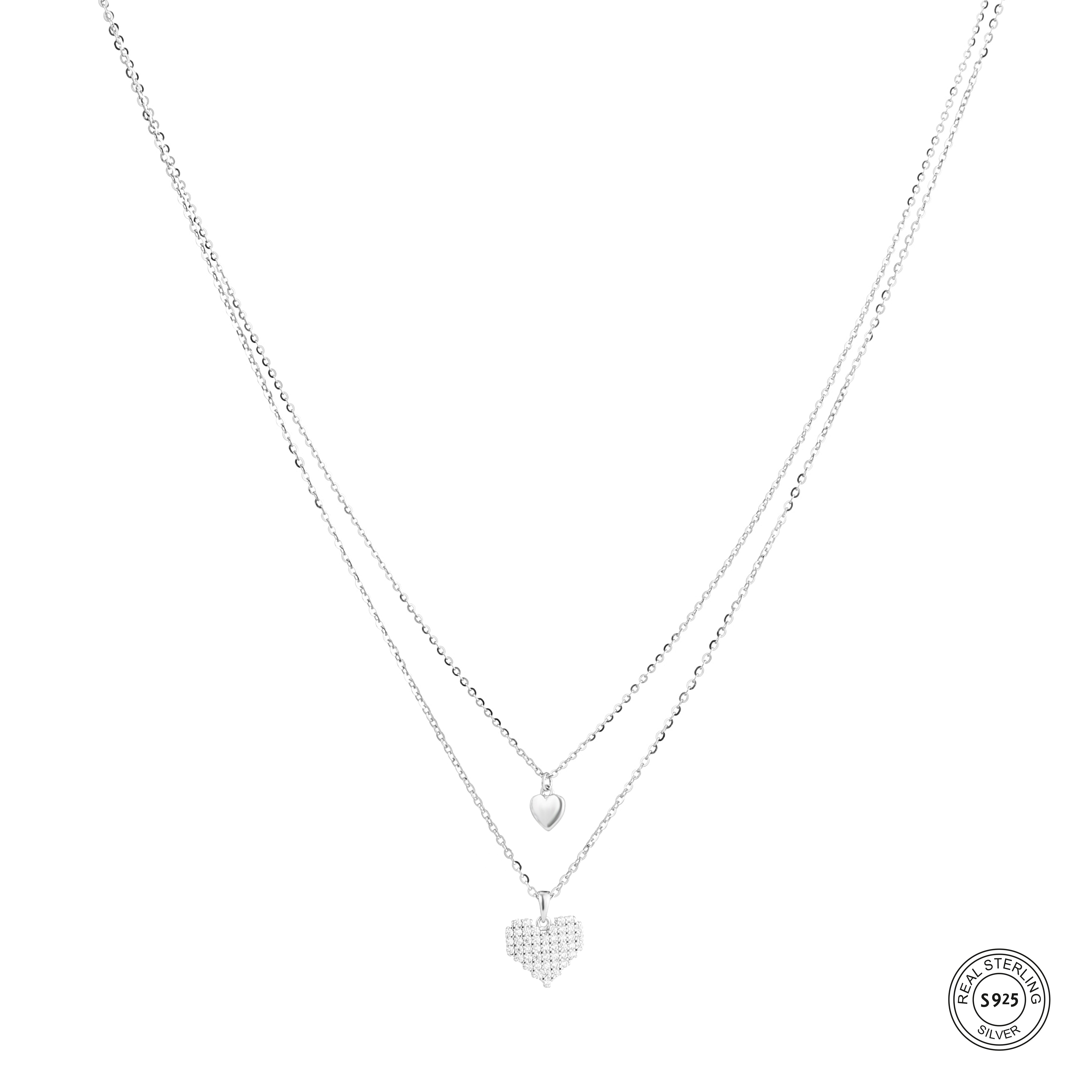 Romantic heart necklace silver modern beautiful look