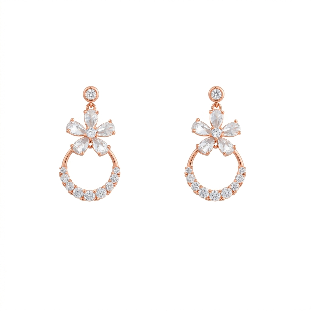 Crystal Bloom Silver Earrings