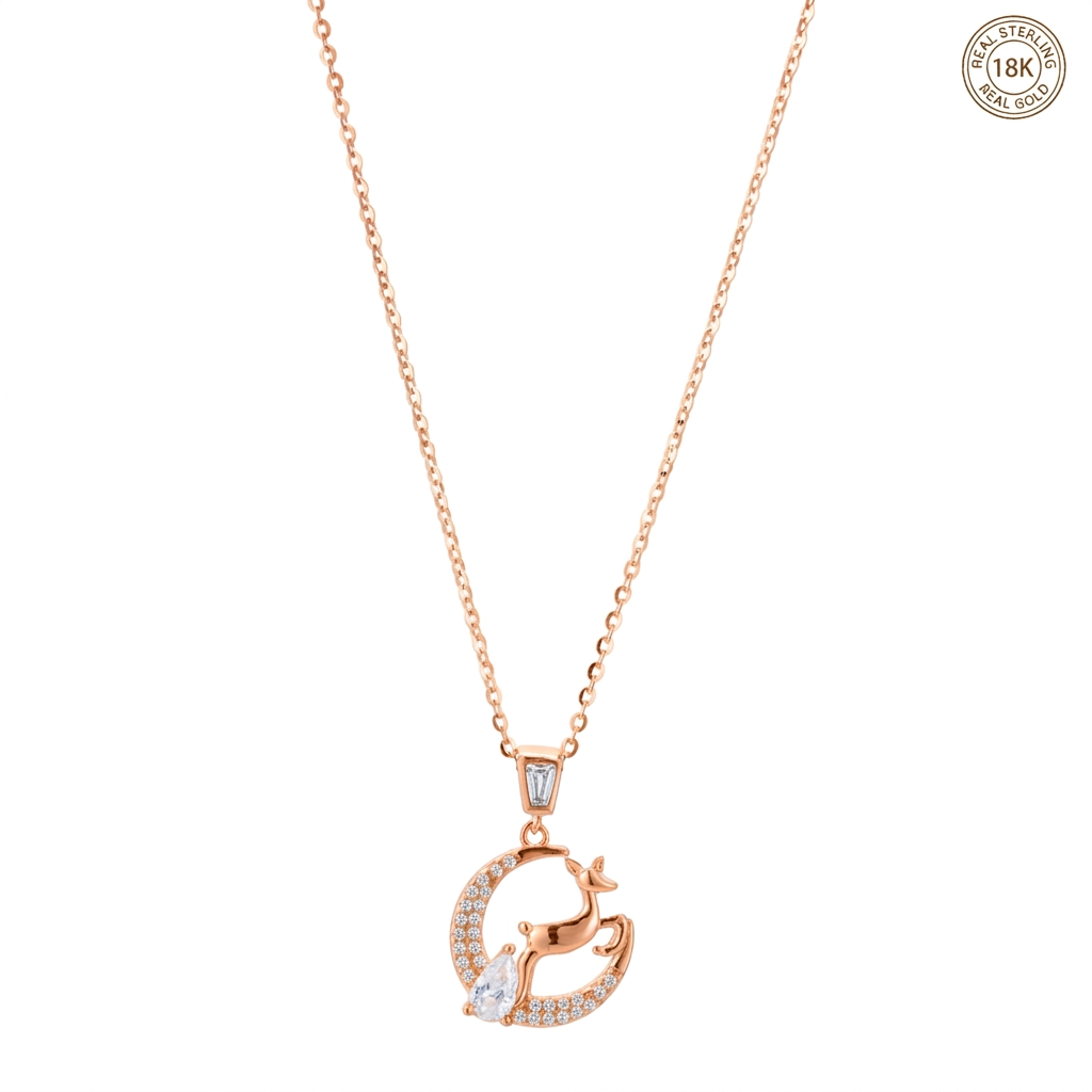 Rosegold deer pendant necklace for girls aesthetic jewelry