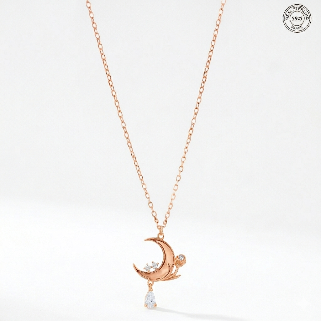 Rosegold moonbeam pendant stylish modern jewellery