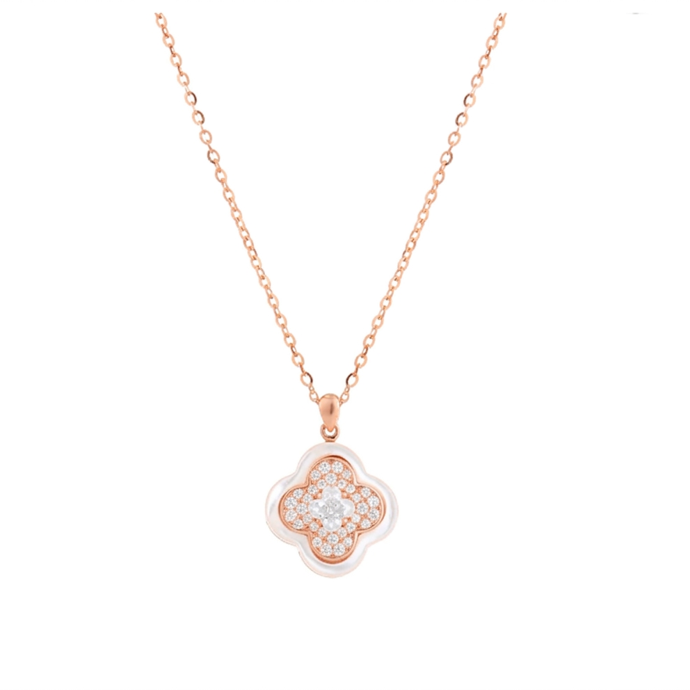 Rosegold flower silver pendant 925 floral necklace for women
