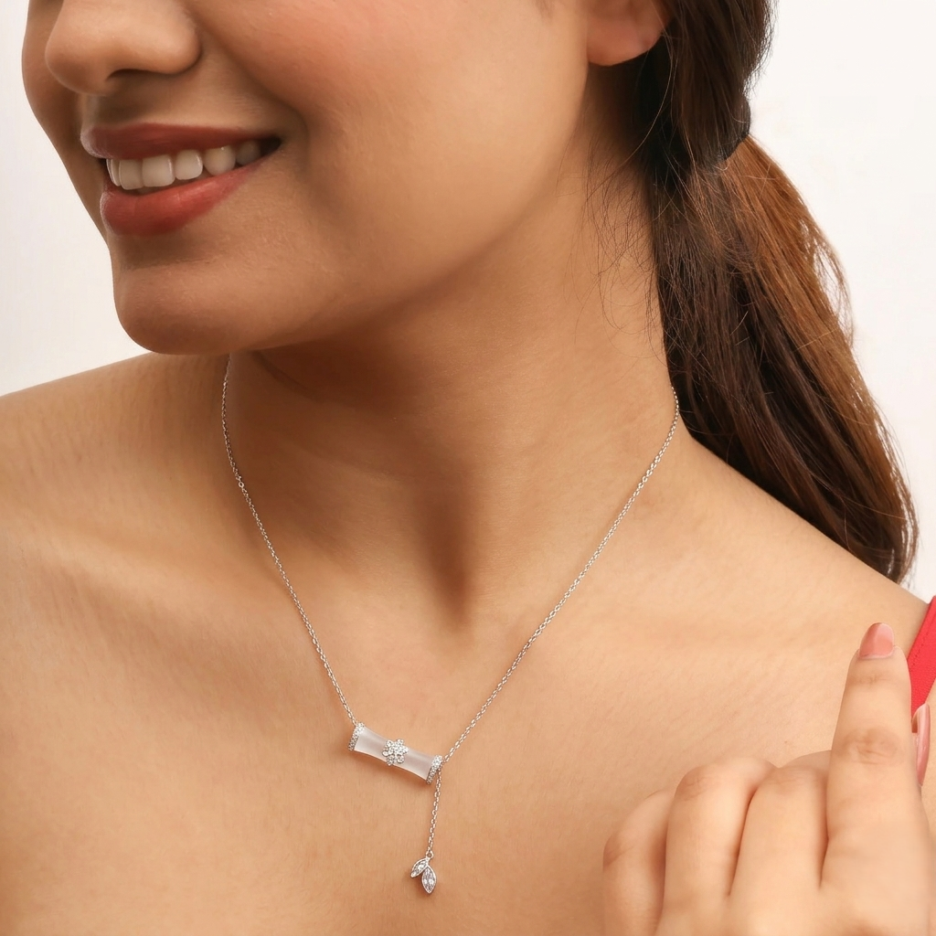 Silver bamboo pendant minimalist elegant design style