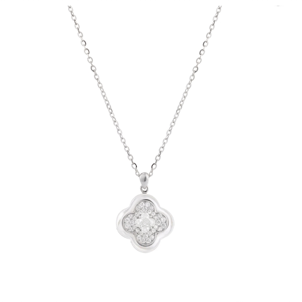 Silver floral pendant 925 sterling silver elegant flower necklace