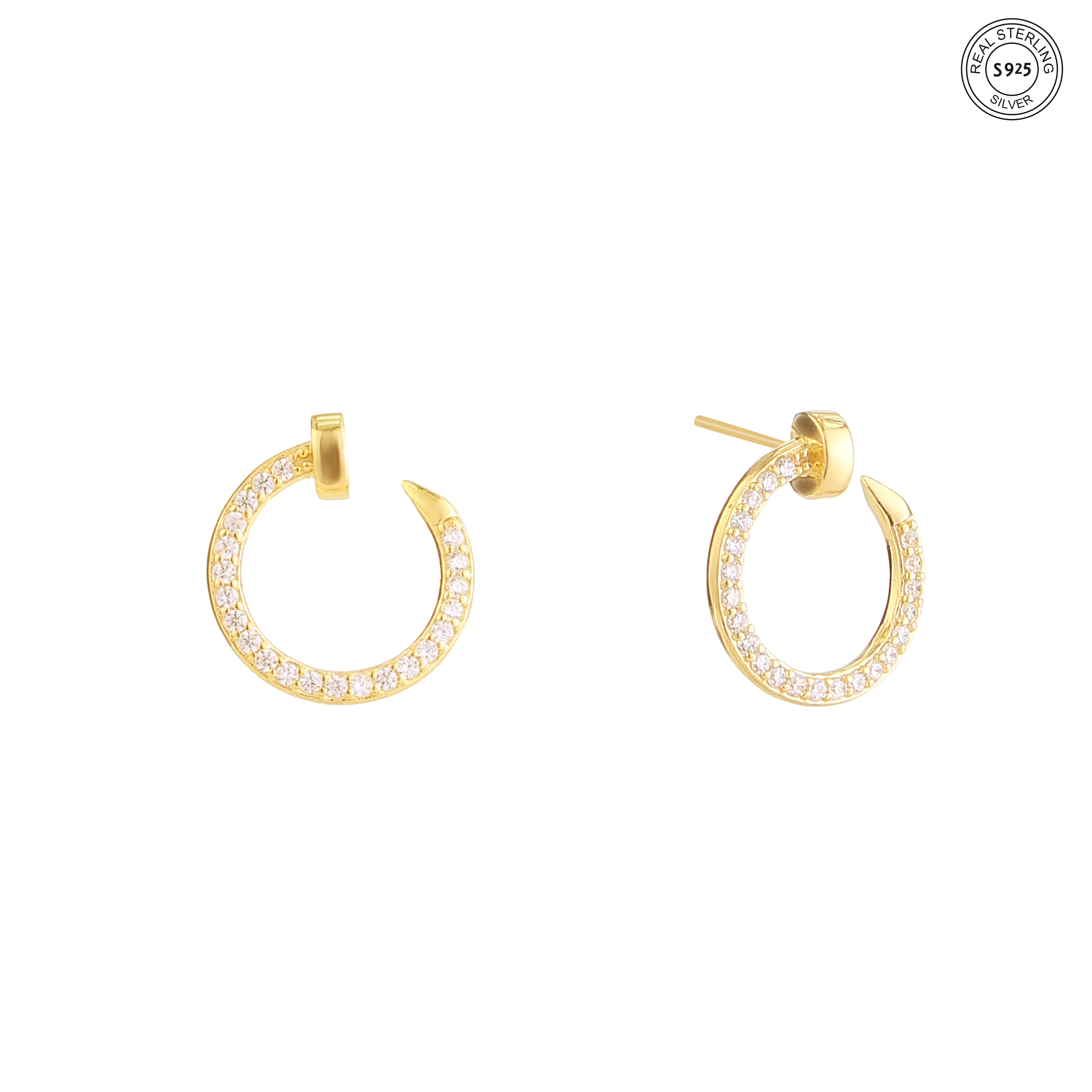 Silver hoop earrings closeup 925 minimalist design