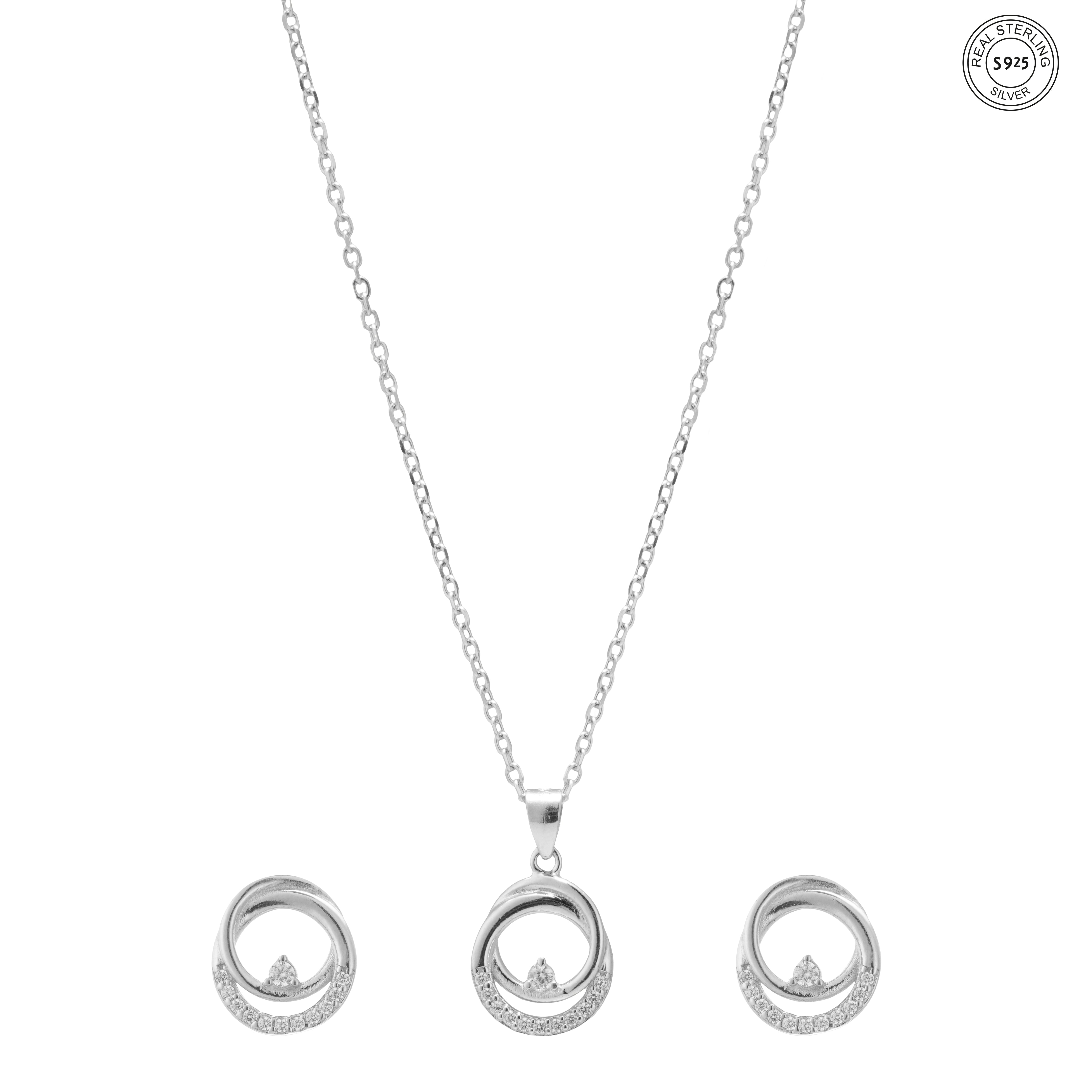Silver loop pendant set for women