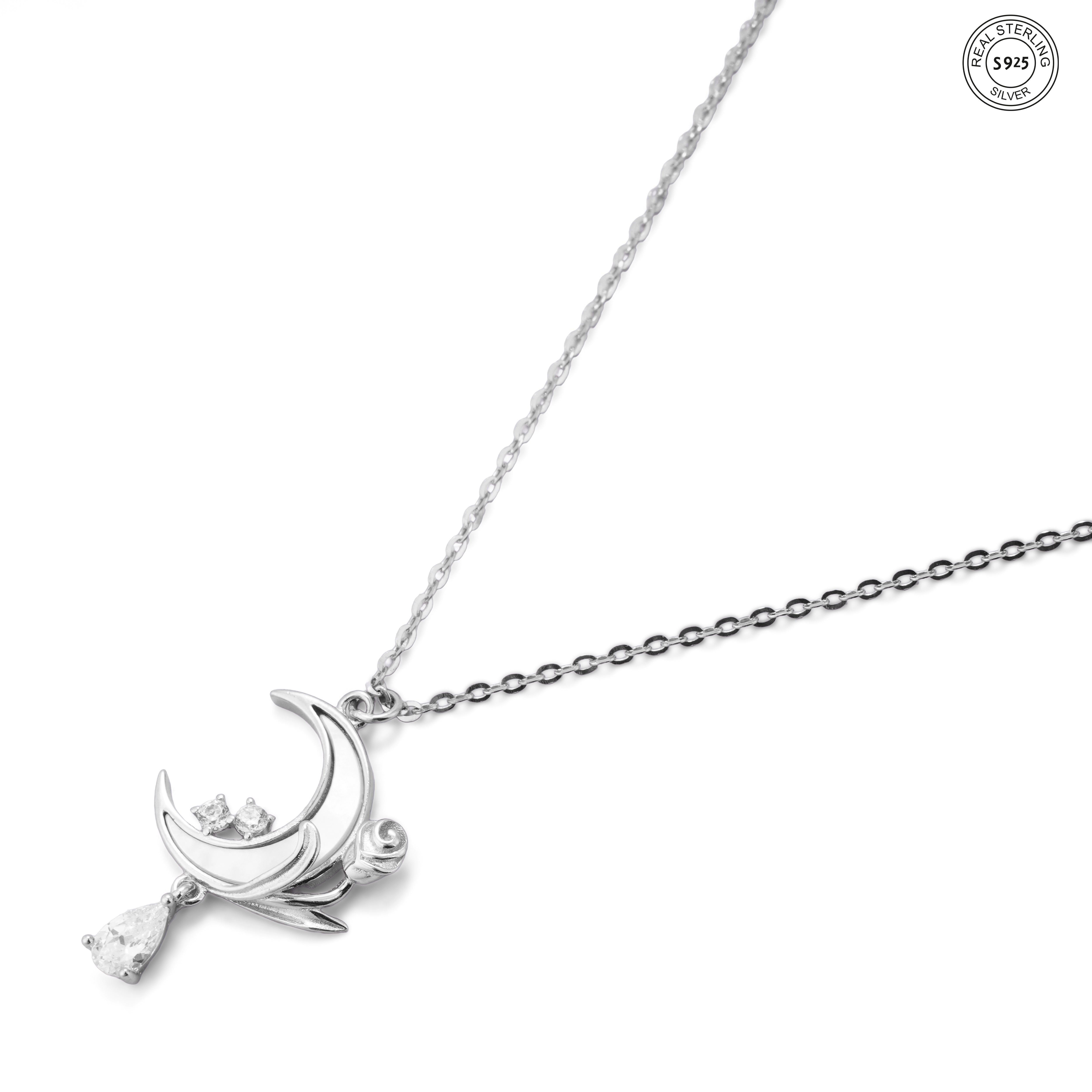 Silver moonbeam pendant elegant celestial design