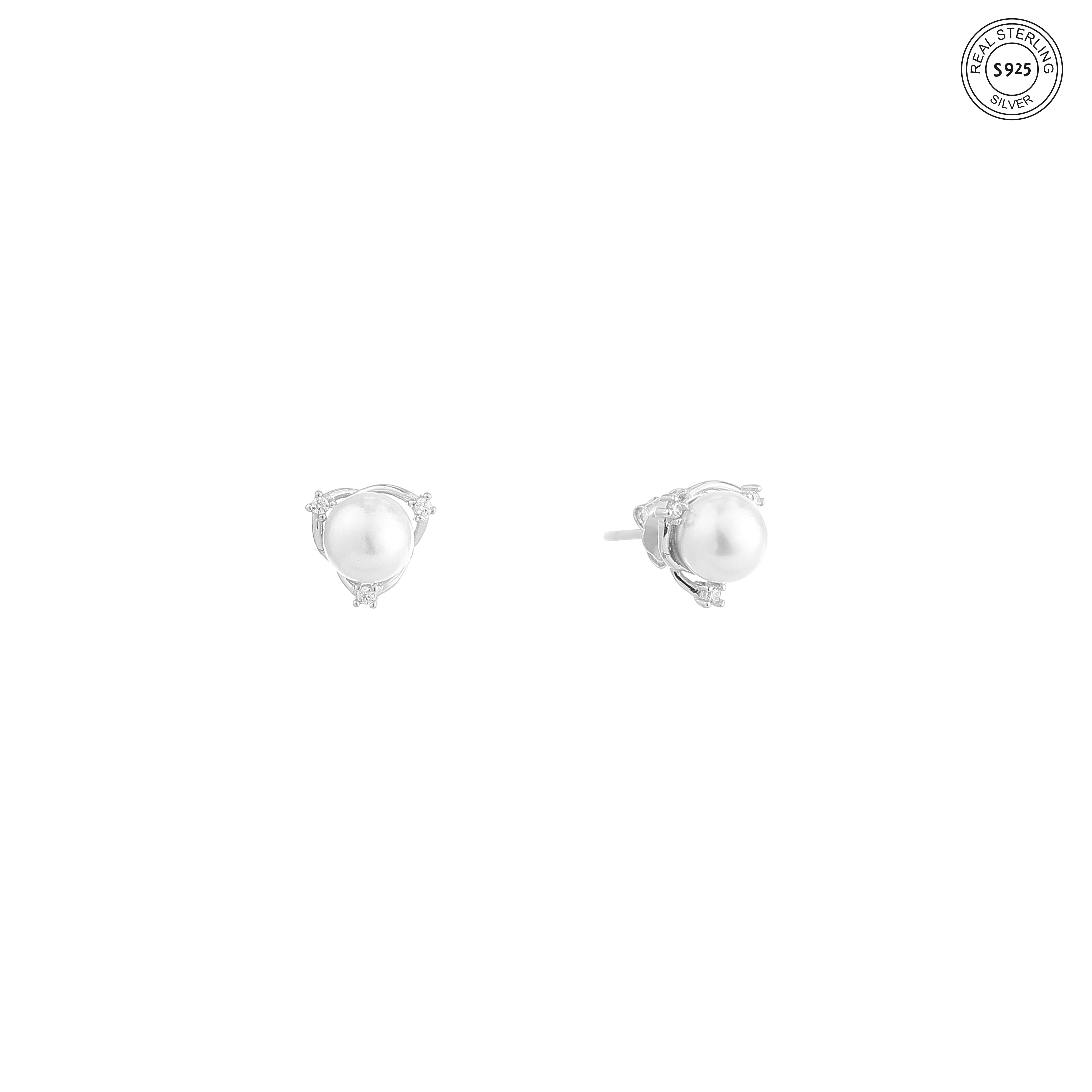 Small pearl silver earrings 925 for women elegant minimal jewelry