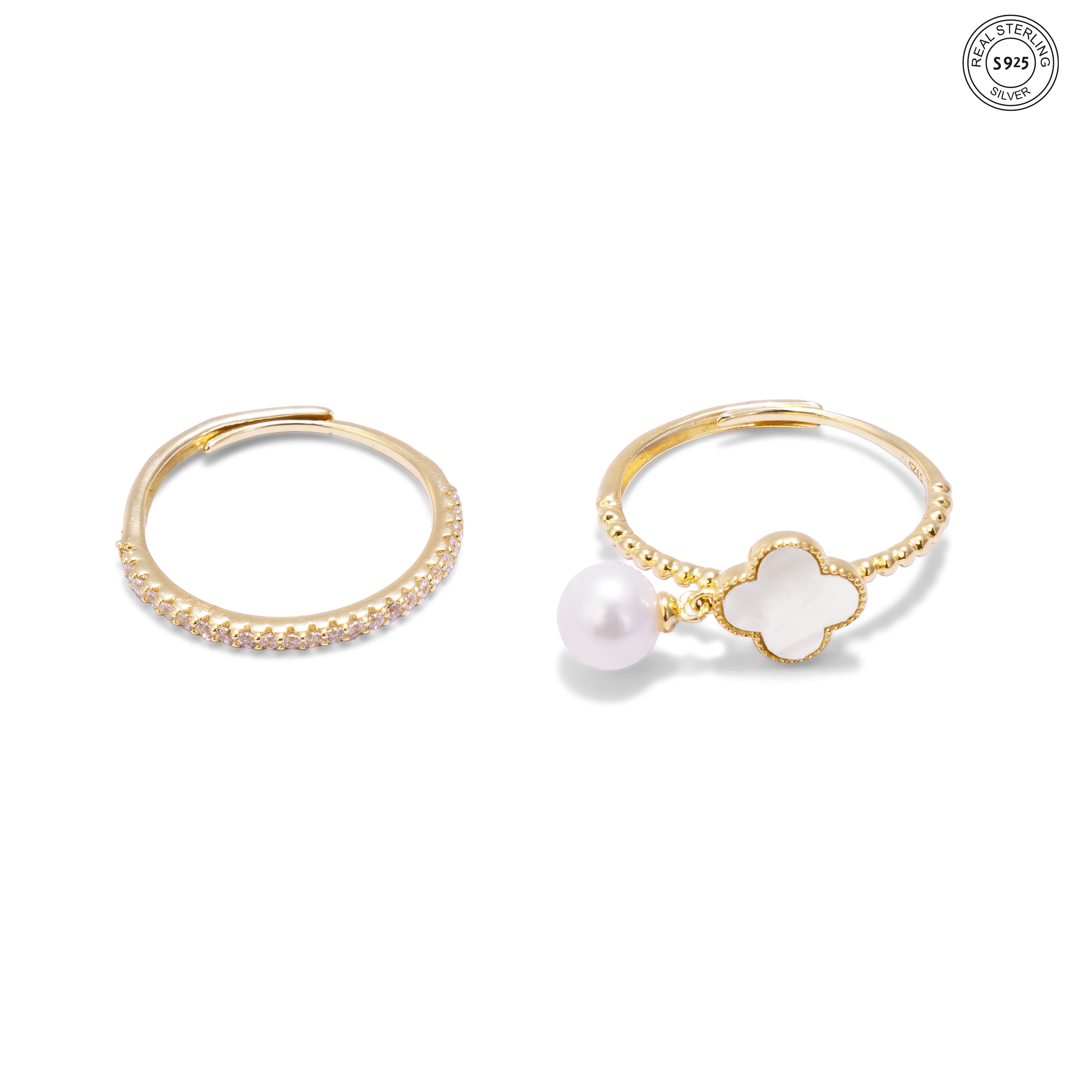 Stackable silver rings set trendy women