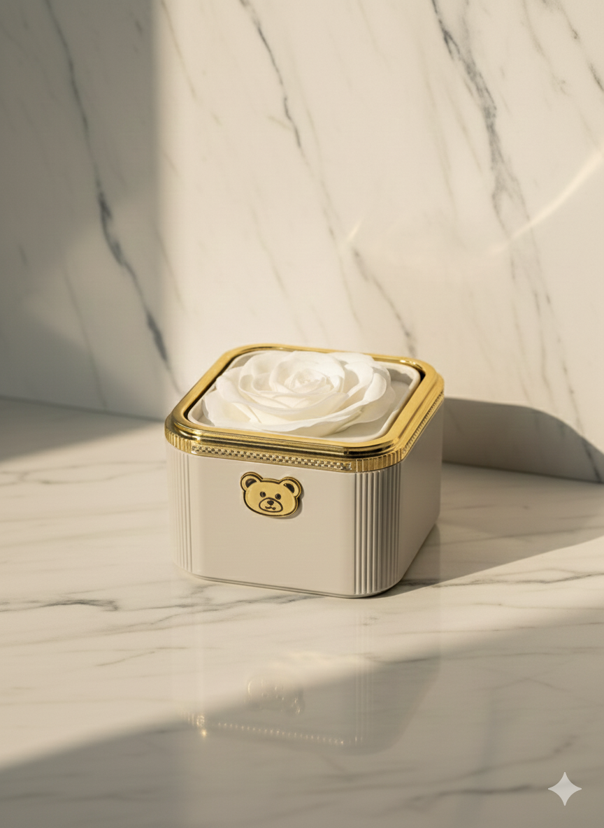 White rosette gift box elegant premium packaging